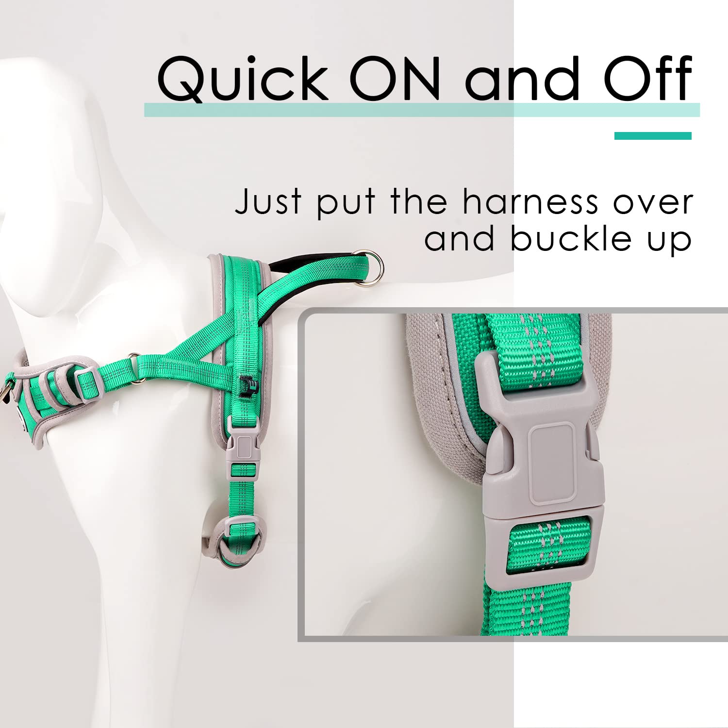 Adventuremore Dog Harness For Small Dogs No Pull, Dog Halter Harness Adjustable Reflective Dog Vest Escape Proof Dog Harness With Easy Control Front Clip Handle For Training Walking S Green