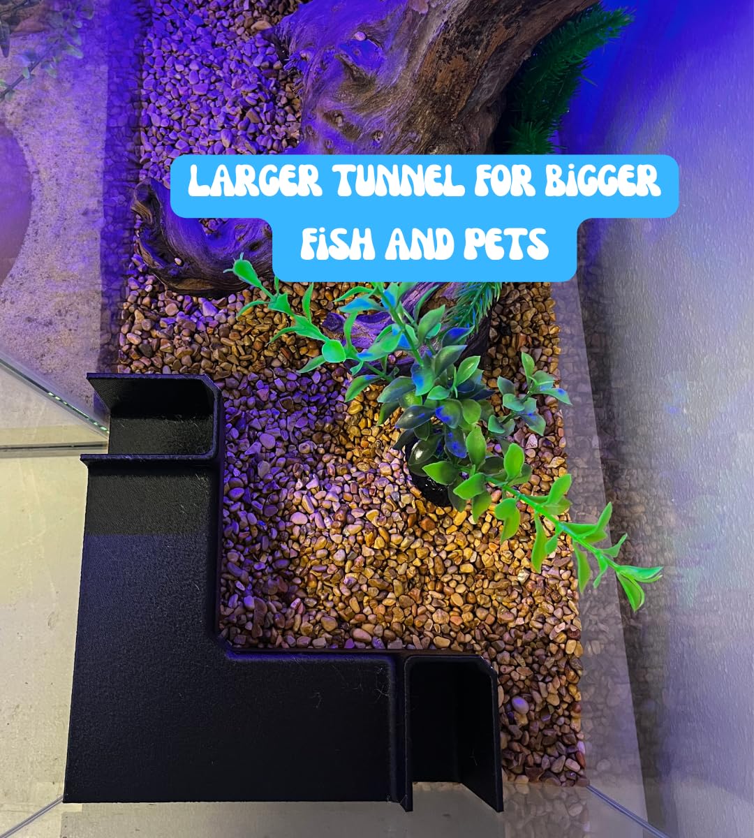 Chatelet Aquarium Underground Xl Corner Tunnel | Fish & Shrimp Hideout For Aquariums | Unique Underground Viewing Tunnel | Made In Usa (Xl Corner, Black)