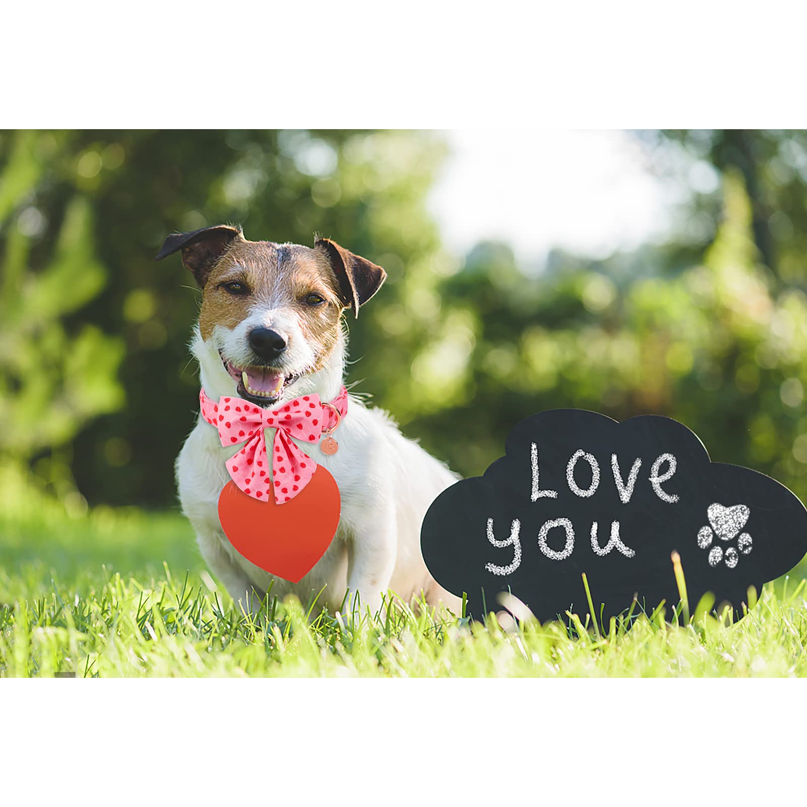 Up Urara Pup Valentine Dog Collar With Bow Tie, Valentine Bowtie Collar For Large Girl Dog, Cotton Collar With Durable Metal Buc