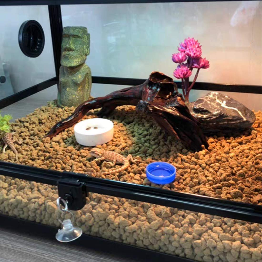 Keruideng Reptile Plants Artificial Terrarium Plants Reptile Plastic Plants For Reptile Habitats With Base -Purple