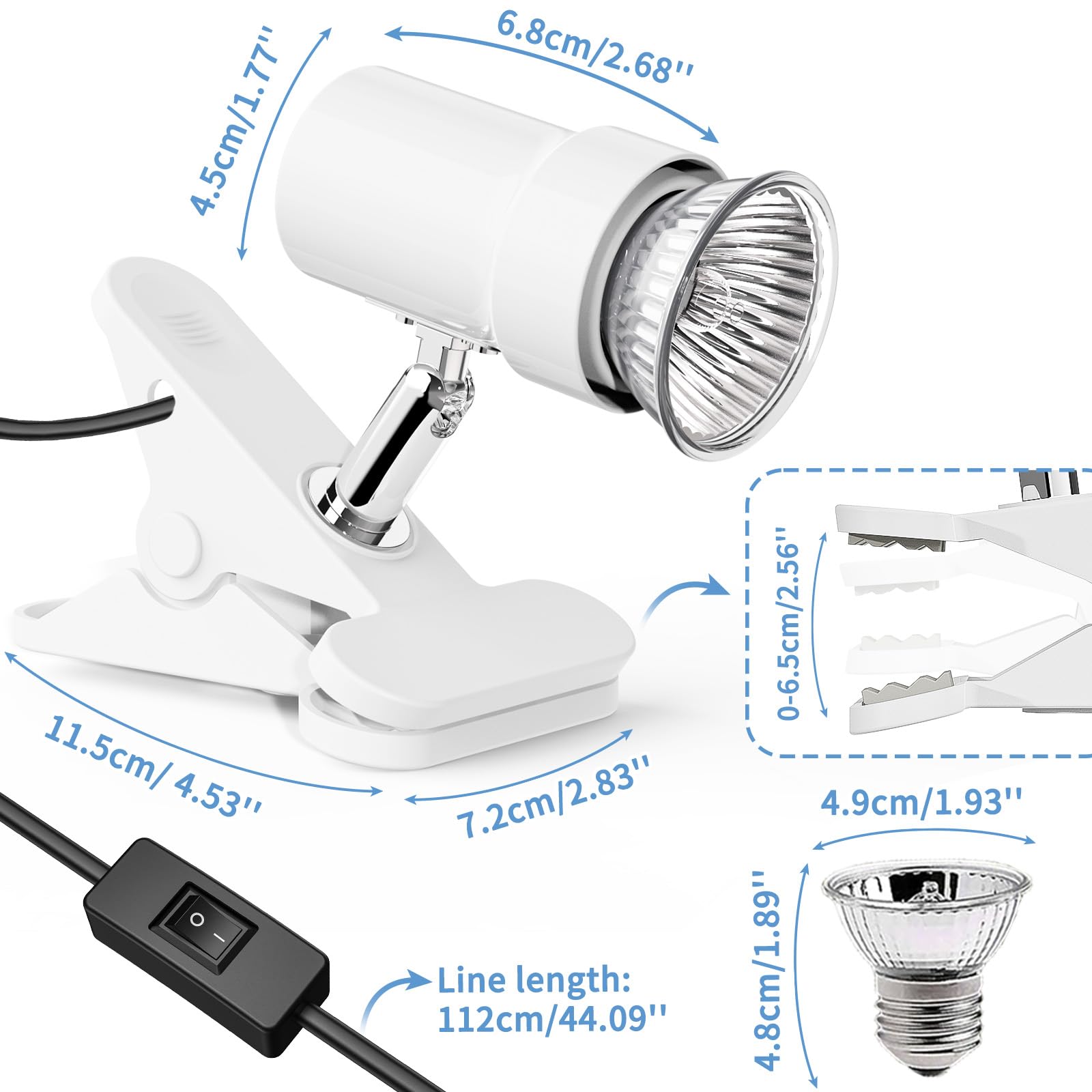 Moonorange Rotatable Reptile Heat Lamp, Uva/Uvb Light Lamp With 2Pcs (25W + 35W) Basking Bulbs For Replacement, For Turtle, Liza