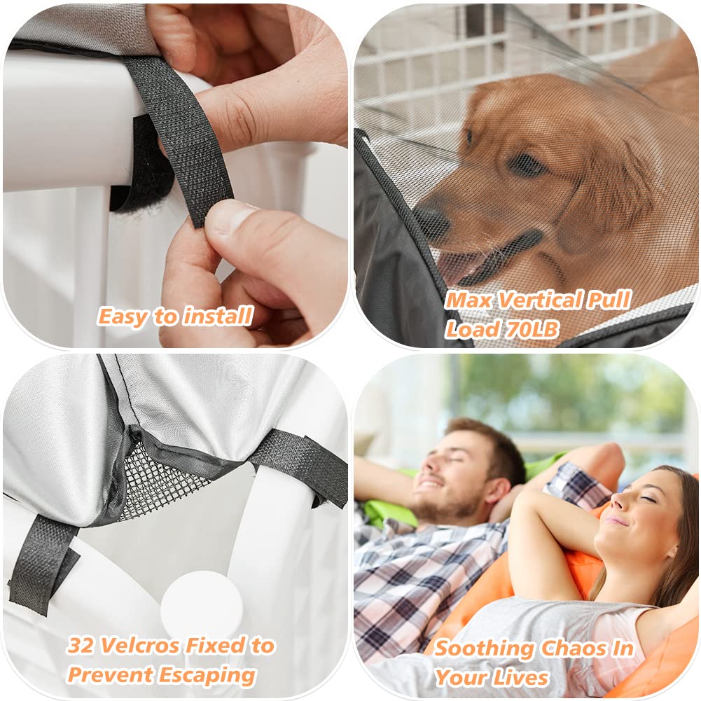 Pjyucien Dog Playpen Mesh Top Cover, Fits 24 Inch 8 Panels Regular Square Plastic Exercise Pet Pen, Adhesive Tape Connections, B