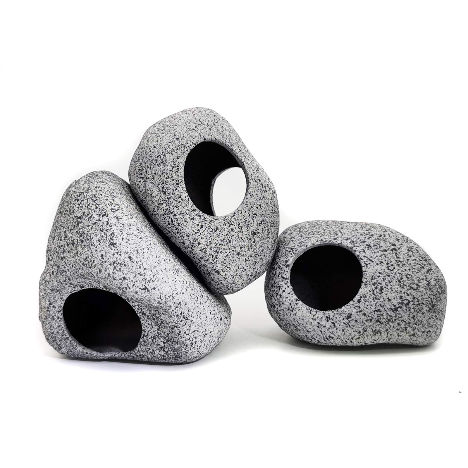 JIH Aquarium Decorations Rock, Ceramic Shelters - Shrimp Habitat, Breeding Tube, Hiding cave, Stackable Fish Tank Decor Cave for