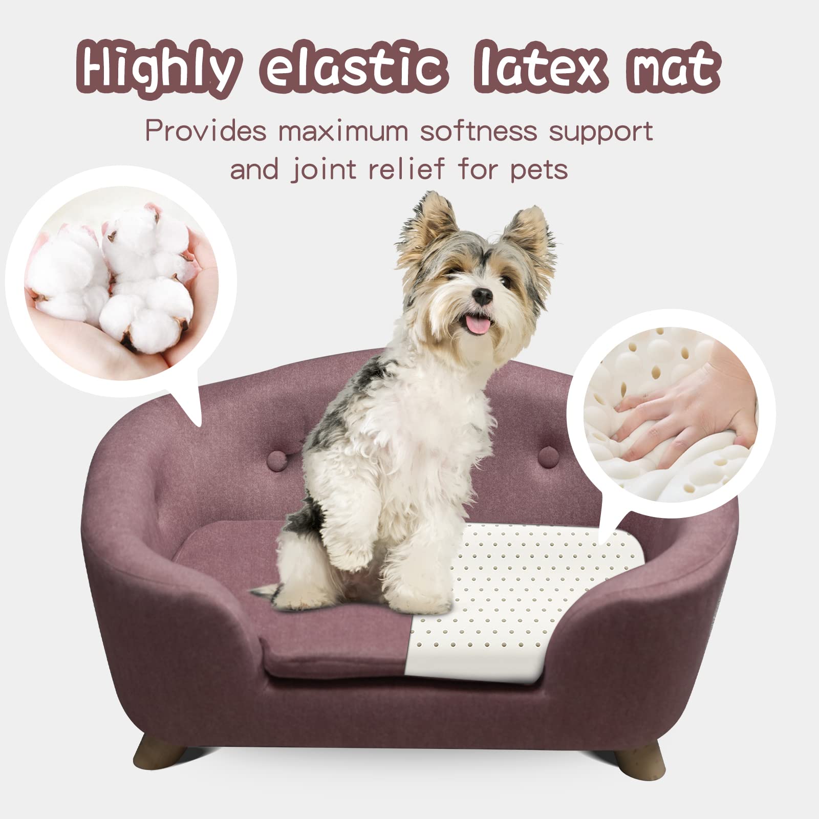 Shavi Pink Dog Bed Pet Sofa For Small Pets And Cats, Low Back Lounging With Velvet Soft Princess Bed, Easy-To-Clean (Pink)