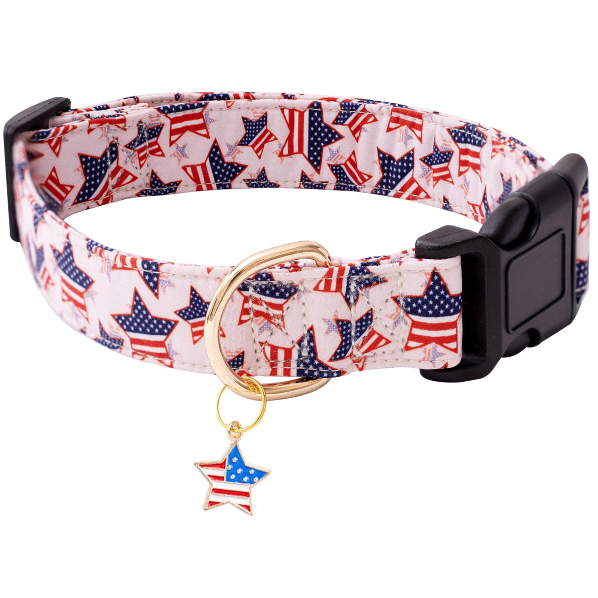 Faygarsle Cotton Dogs Collar Cute 7Th Of Julyindependence Day Dog Collars Pink Blue American Flag Star Patterns Dog Collarfor Gi