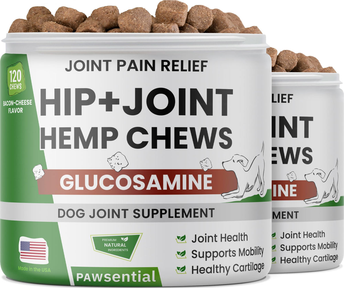 Advanced Hemp Chews For Dogs Hip Joint Pain Relief - Glucosamine For Dogs Hip And Joint Supplement Large Breed - Hemp Treats Joi