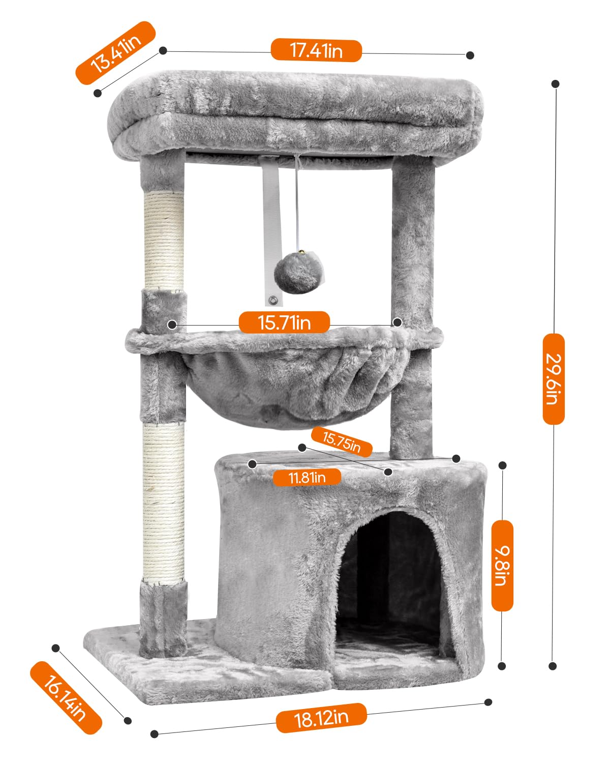 Syandlvy Small Cat Tree For Indoor Cats, Activity Cat Tower With Scratching Post For Kittens, Modern Cat Furniture With Basket &