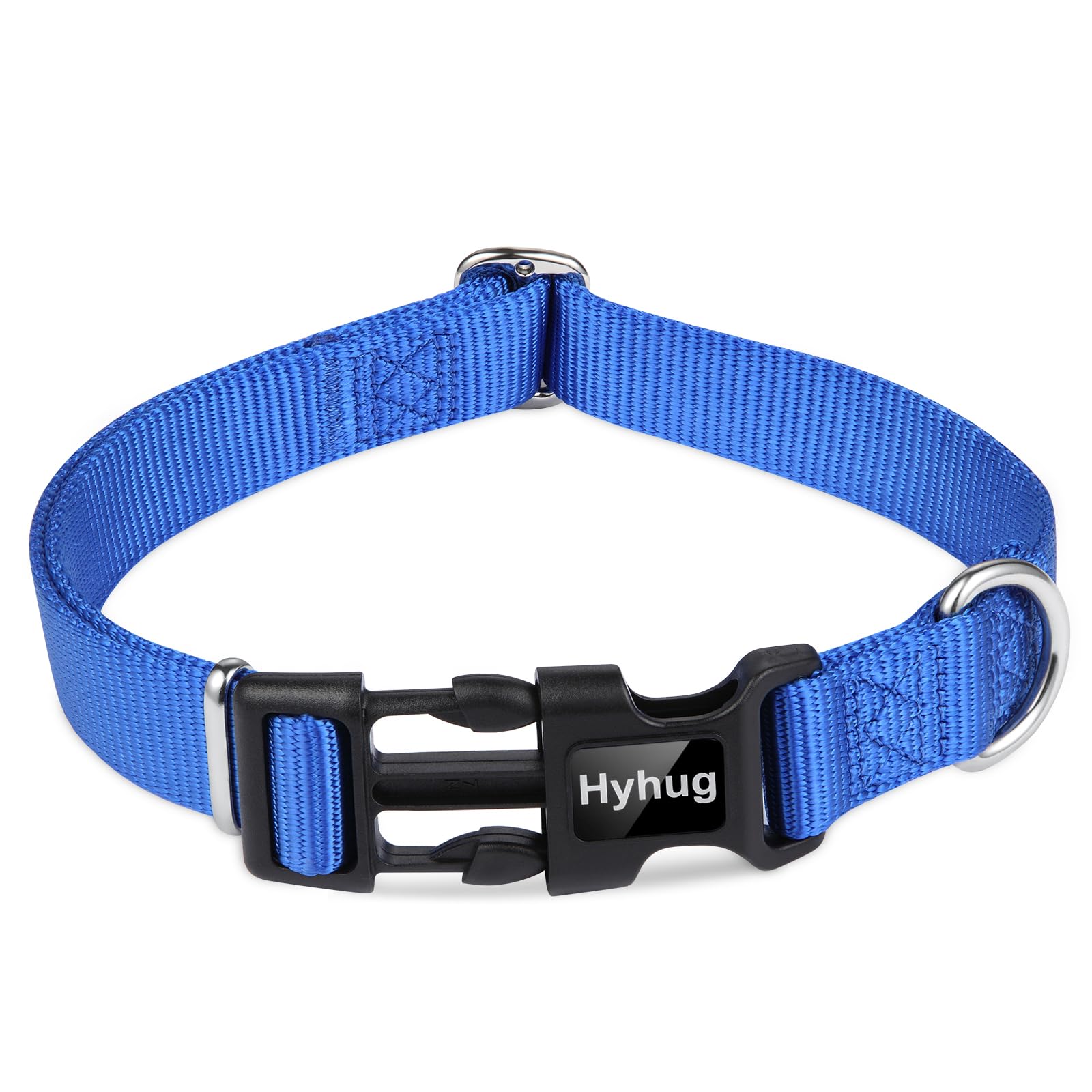 Hyhug Pets Solid Color Classic Regular Heavy Duty Basic Collar For Medium Dogs, Unique Design Adjustment Triglide Slide (Buckle)