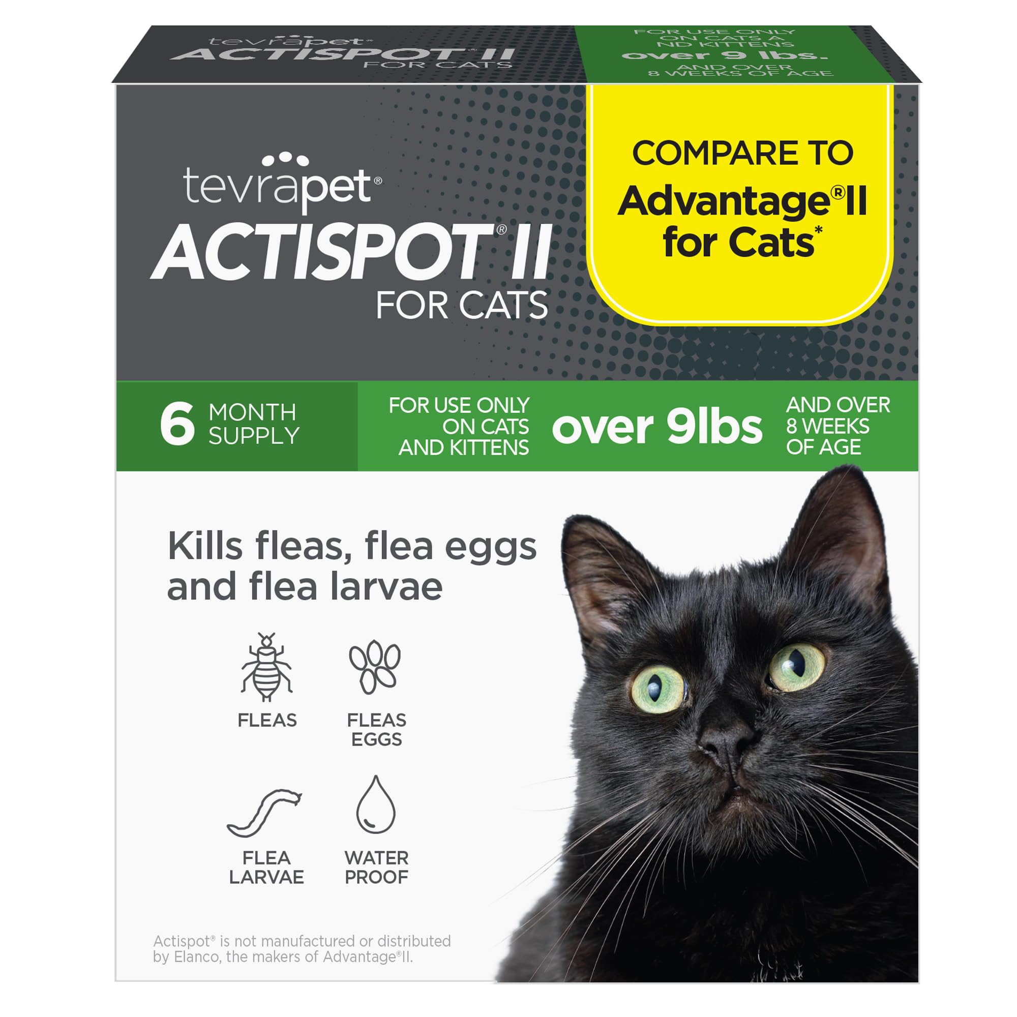 Tevrapet Actispot Ii Flea Treatment For Large Cats 9+ Lbs  6 Doses  Powerful Prevention And Control
