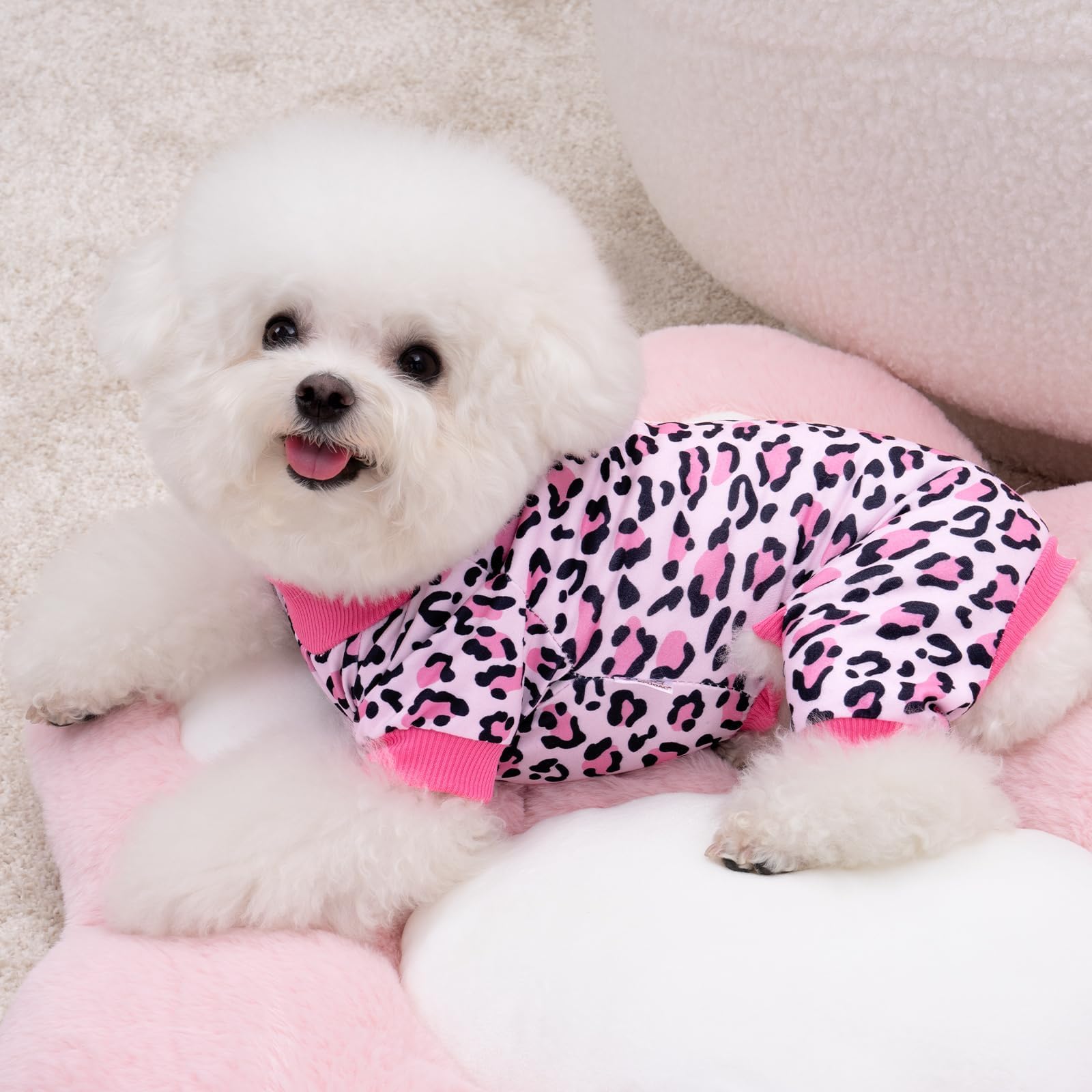 Xpudac 4 Pack Dog Pajamas Soft Strechy Duck Pink Print Puppy Clothes For Small Medium Dogs Girl Boy Cat Apparel-X-Small