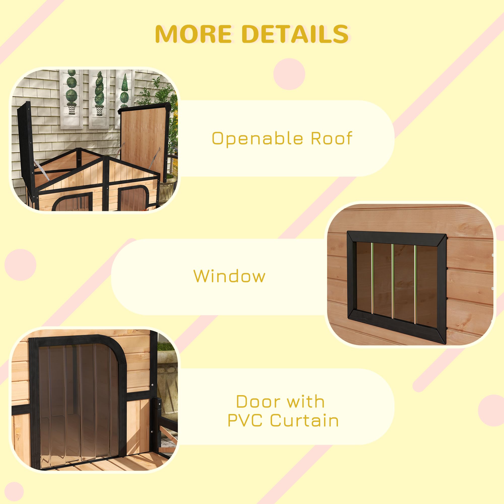 Pawhut Wooden Large Dog House Outdoor Double Xl Dog Kennel With Elevated Floor And Porch, Weatherproof Puppy Shelter For Small A