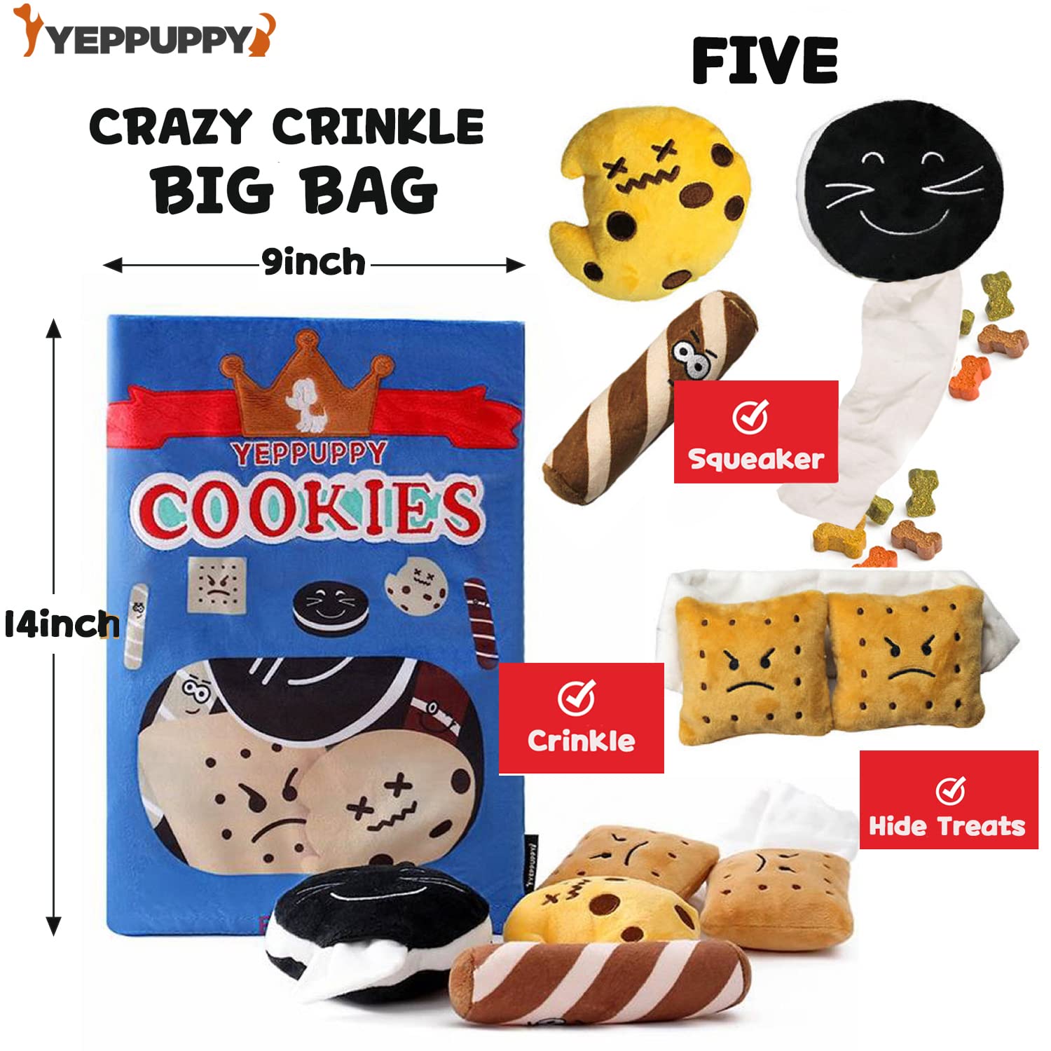 Yeppuppy Dog Plush Toy Set With Snack Bag (Cookies)