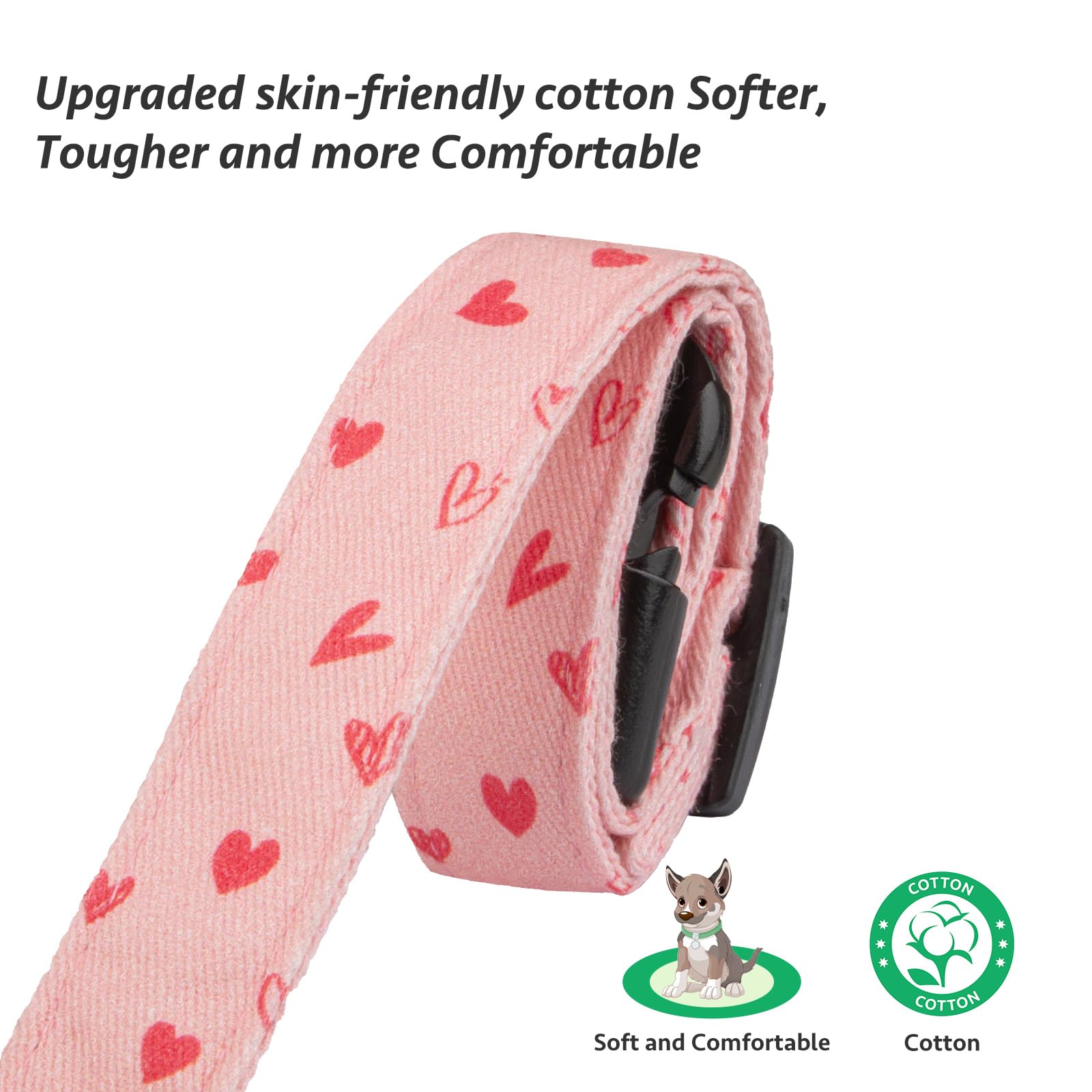 Cotton Handmade Dog Collar Cute And Distinctive Patterns Pink Heart With Pendant For Girl Boy Dogs Collars M