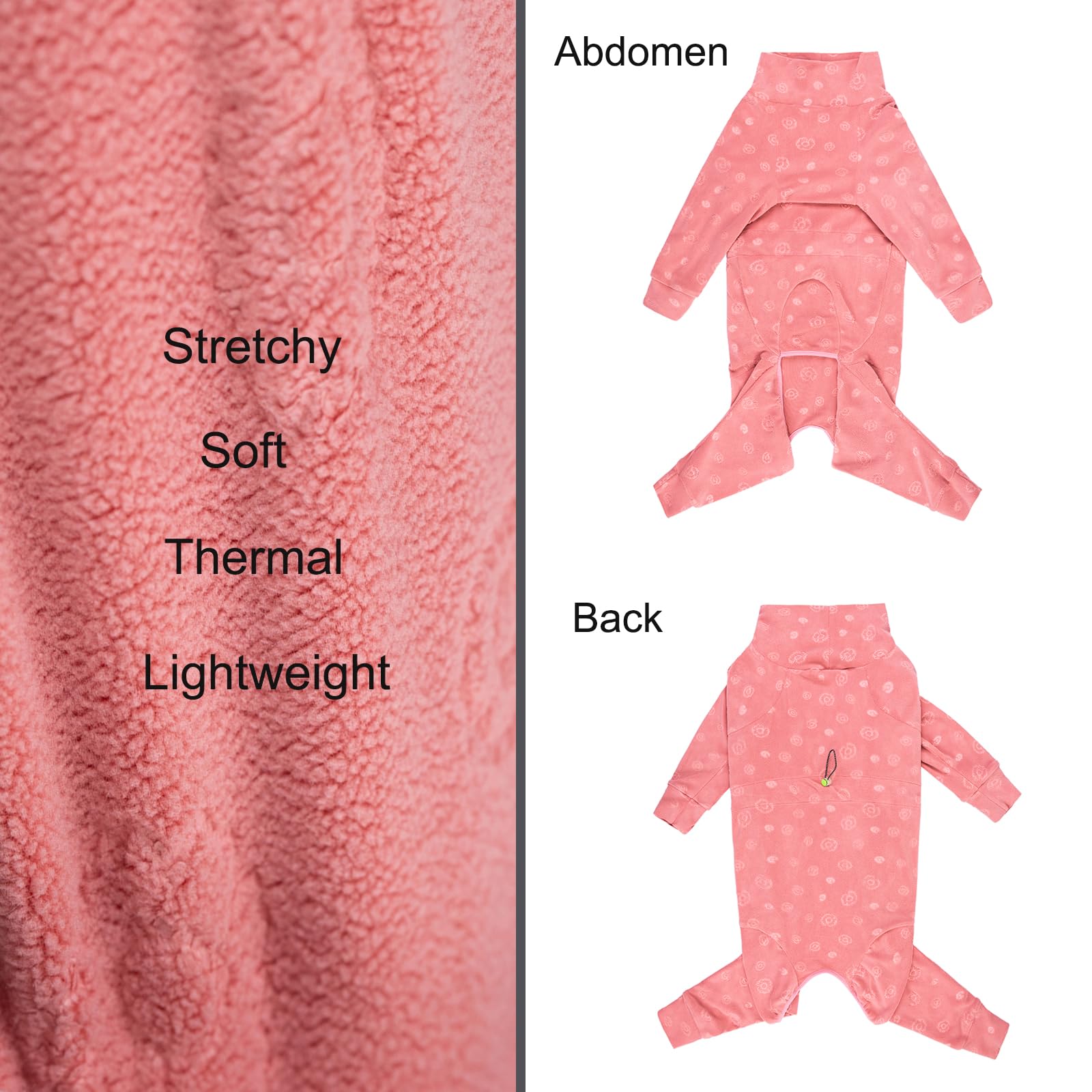 Dog Coats Autumn Winter Jumpsuit For Large Medium Dogs, Warmer Recovery Suit Polar Fleece Dog Bodysuit Lightweight Pajamas Pullo