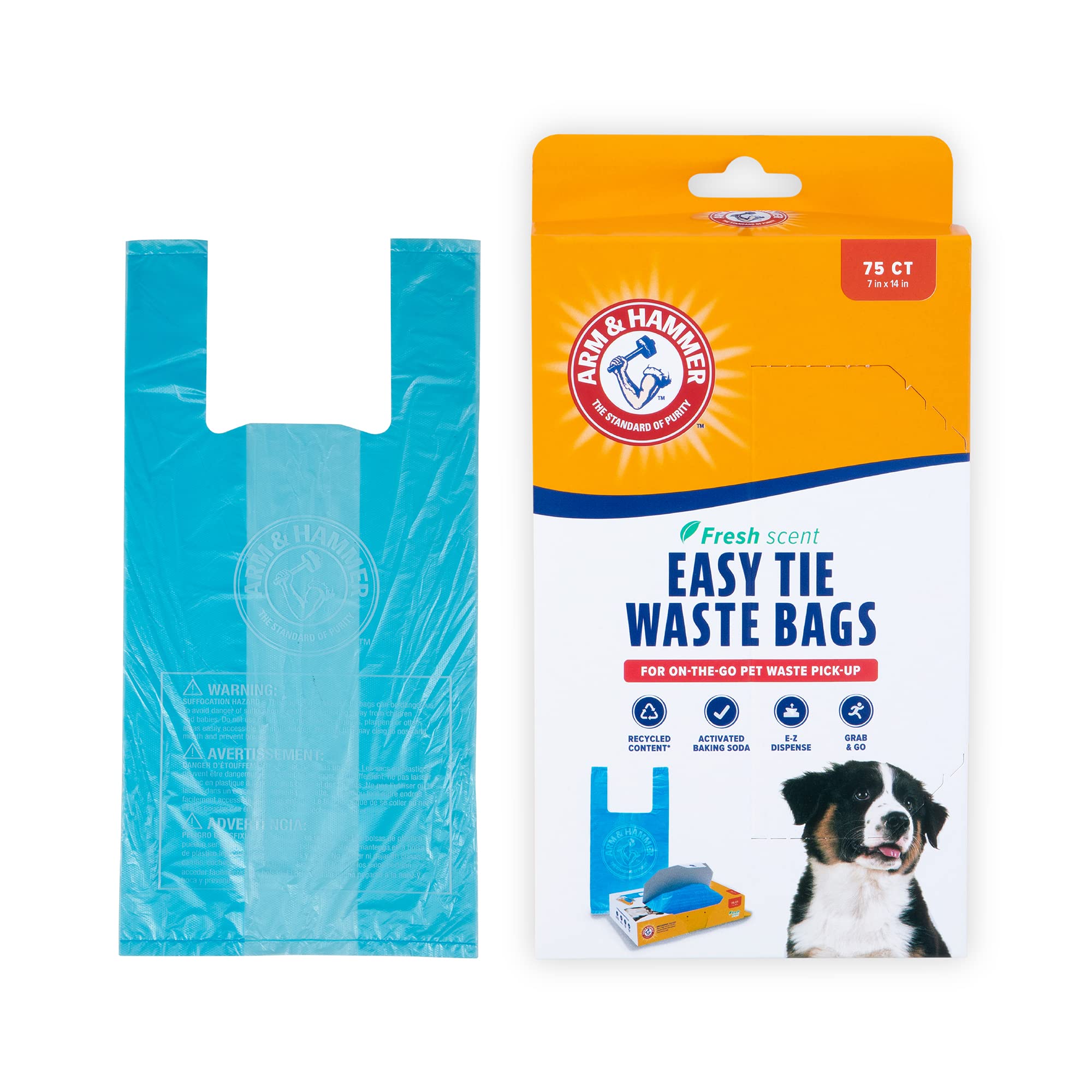 Arm & Hammer 71041 Easy-Tie Waste Bags, Blue, 75 Count - Pack Of 1