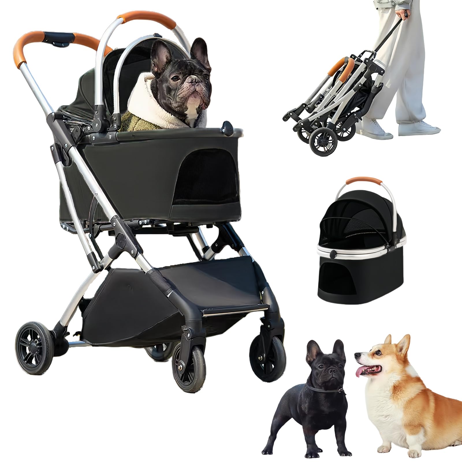 Dog Stroller For Medium Dogs, Cyumail Pet Stroller For Small And Medium Dogs And Cats Weighing Up To 50 Lbs, Cat Strollers For 2