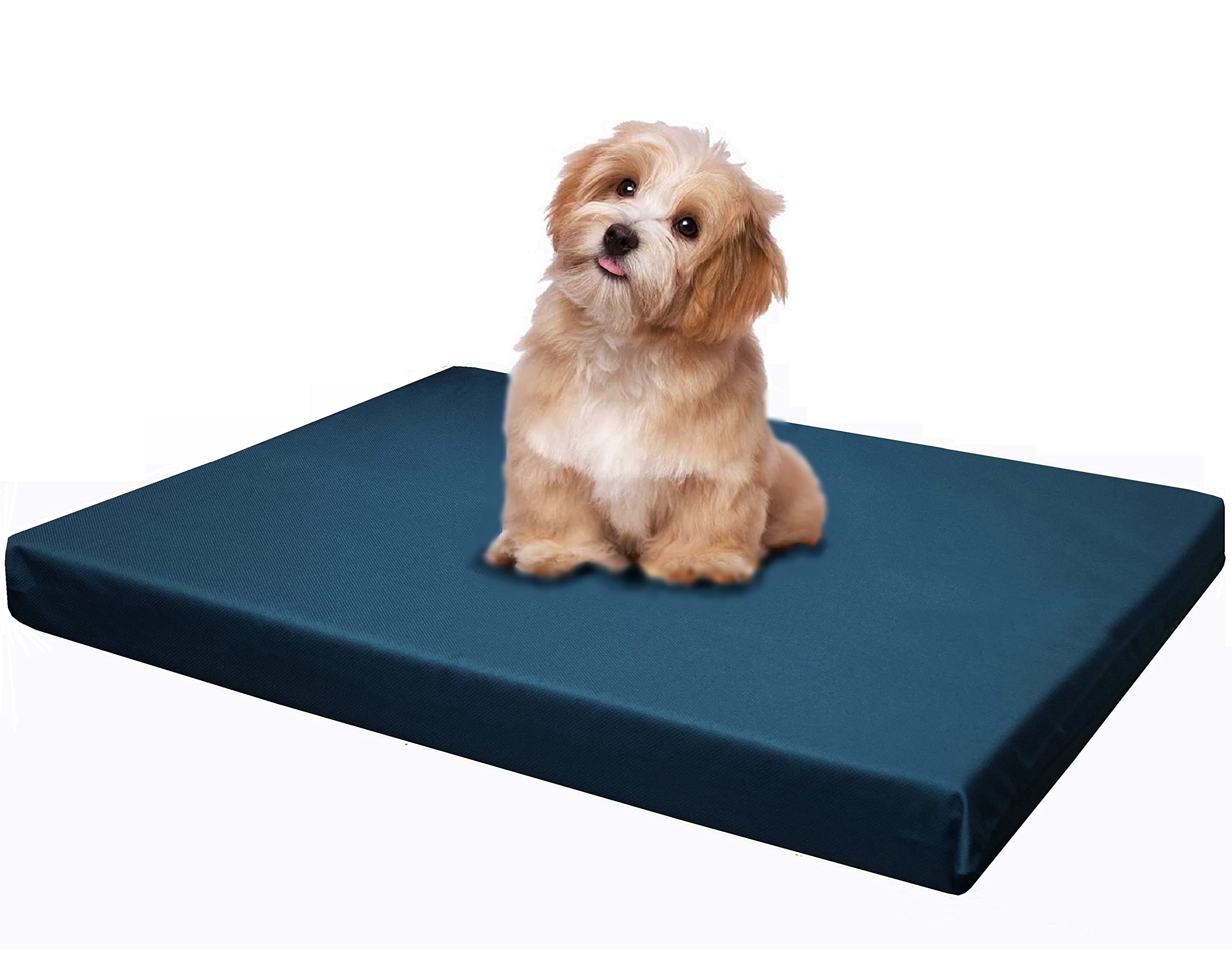 Dogbed4Less Memory Foam Platform Dog Bed, Crate Mattress For Orthopedic Joint Relief With Waterproof Removable Cover Medium Large 34X27X3 Pacific Blue