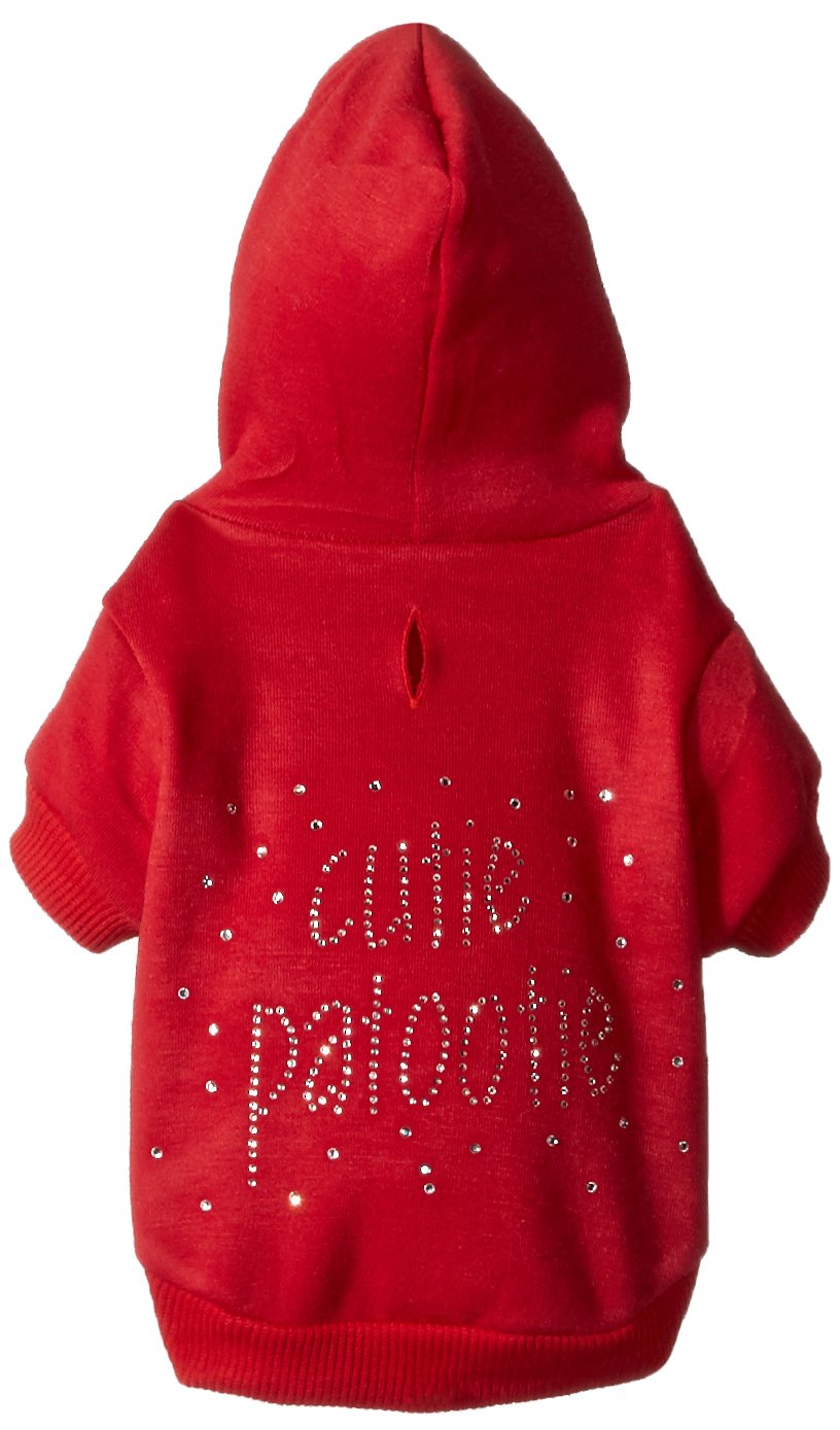 Mirage Pet Products 10-Inch Cutie Patootie Rhinestone Hoodies, Small, Red