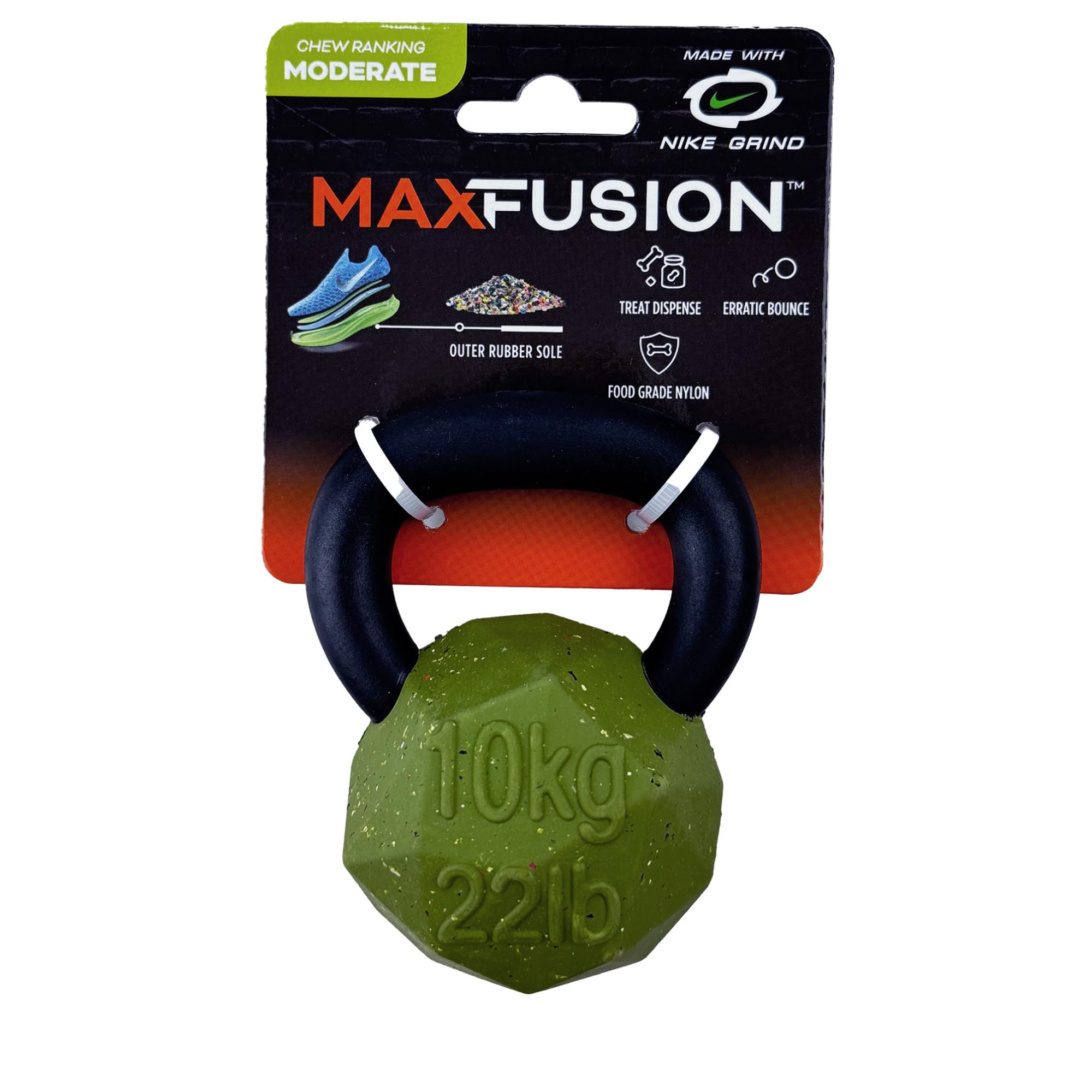 Max Fusion With Nike Grind, Arlee Kettlebell Treat Dispensing Dog Toy, Durable Dog Treat Toy, S