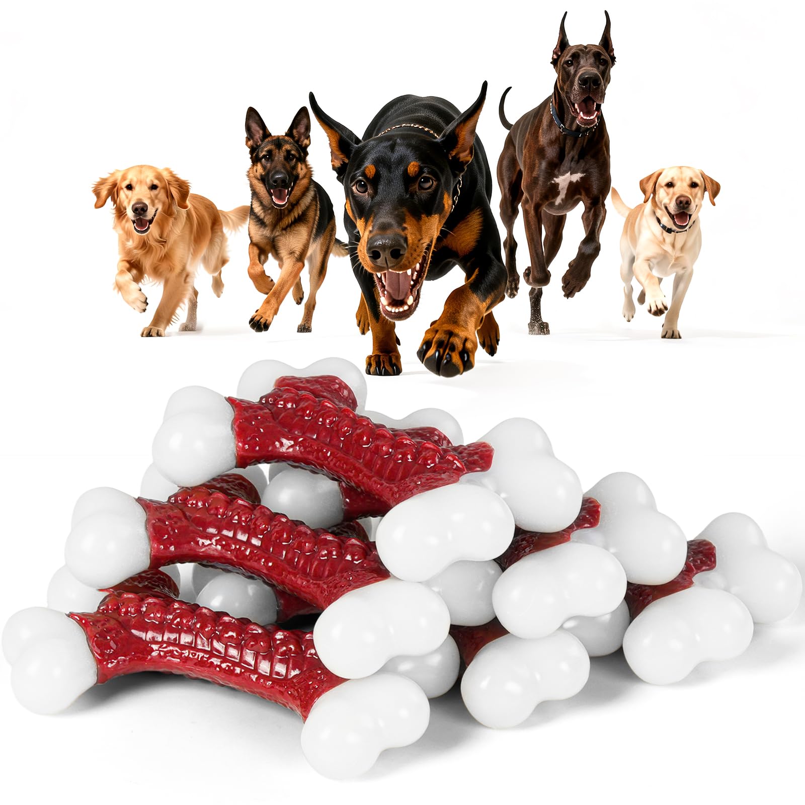 Kseroo 6-Pack Tough Dog Toys, Toys for Aggressive Chewers Large Breed, Chew Dogs, Bone Toy Nylon Dogs Almost Indestructible