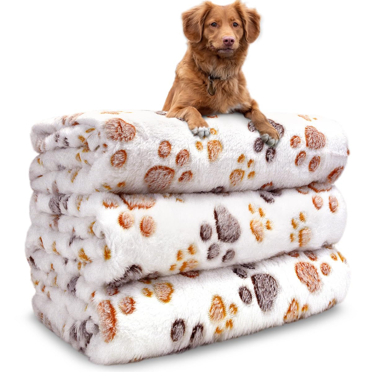 Dog Blankets For Medium Large Dogs Washable, 3 Pack Pet Blanket Washable 41'' X 31'', Fuzzy Soft Puppy Throw Cover For Kennel Cr