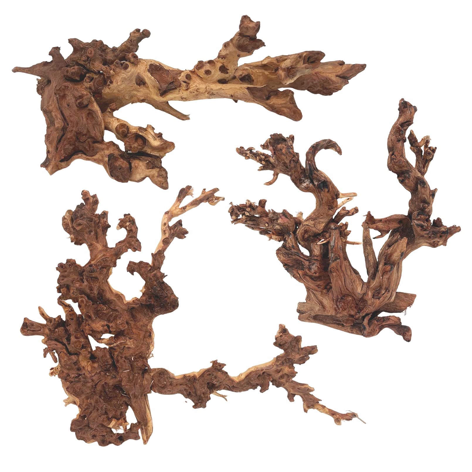 Pinvnby Natural Driftwood For Aquarium Decor Fish Tank Decorations Reptile Decor Driftwood Decor, 3 Pieces 5-10' Assorted Driftwood Branch