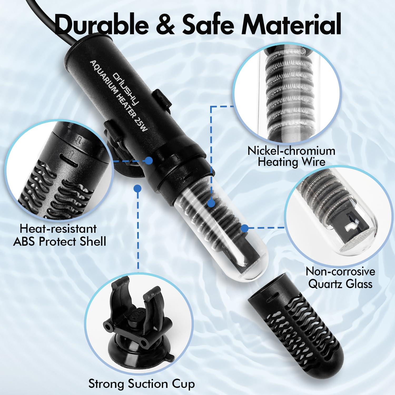 Orlushy 25W Small Submersible Aquarium Heater, Constant Temperature Betta Fish Tank Heater Of 78?For 1-6 Gallons Freshwater & Saltwater Tanks