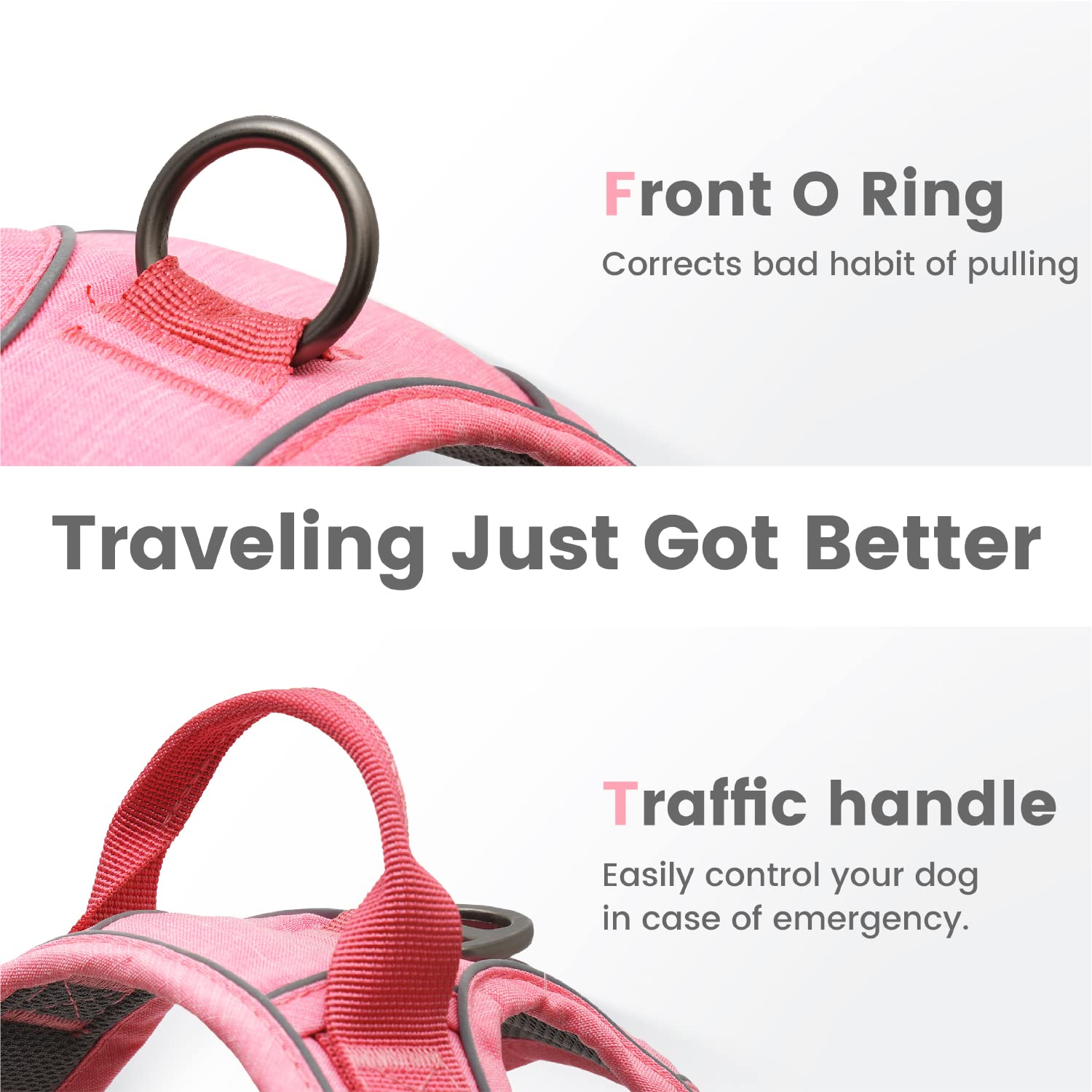 Pawaii Mimi Pink Small Dog Harness, No Choke, Adjustable Soft Padded Pet Vest With Easy Control Handle & Digital Id Tag