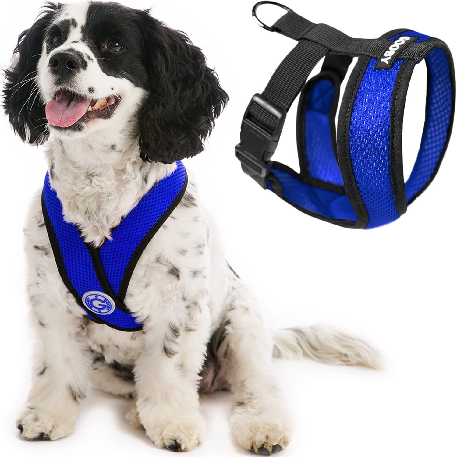 Gooby Comfort X Head In Harness - Blue, Large - No Pull Small Dog Harness, Patented Choke-Free X Frame - Perfect On The Go Dog H