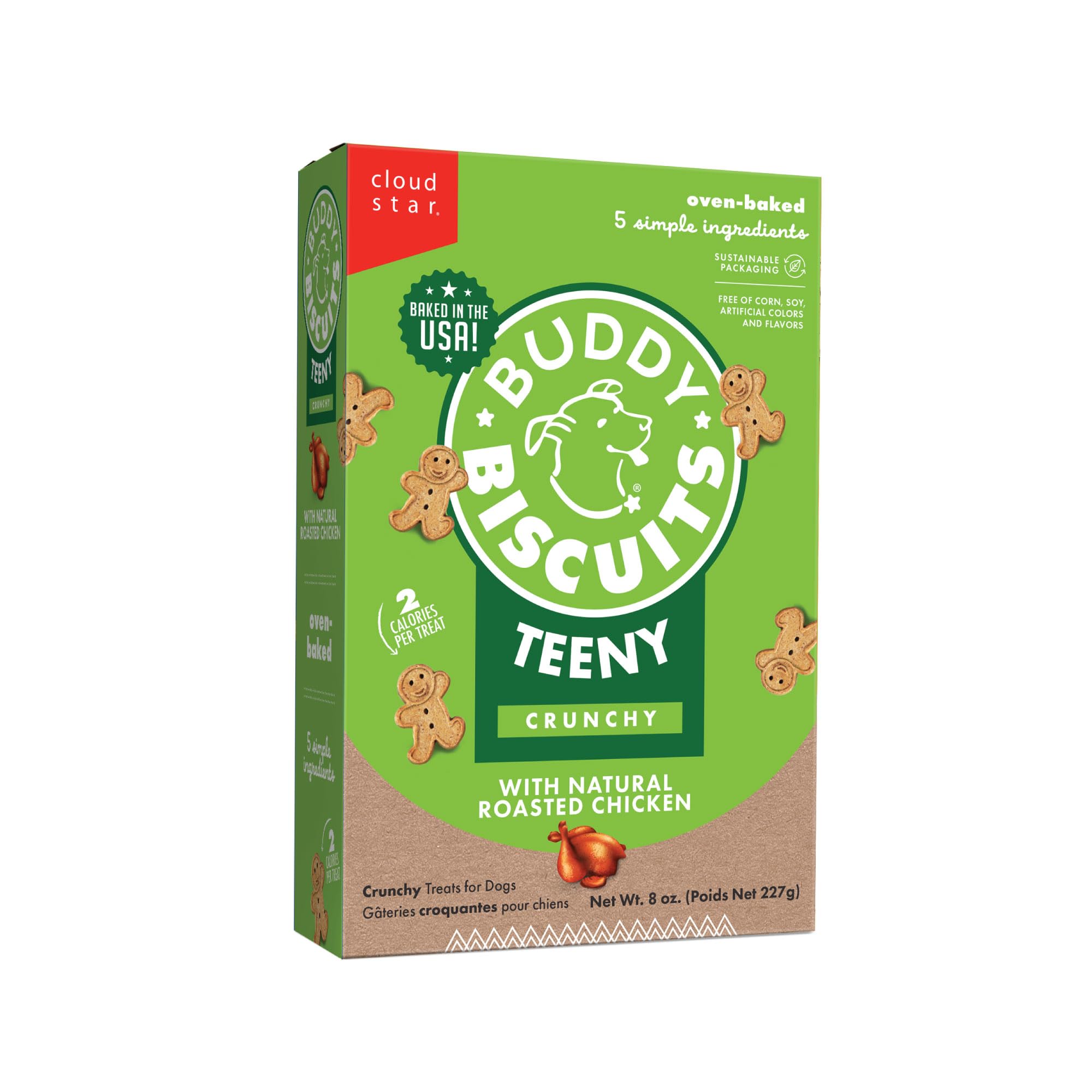 Buddy Biscuits 8 oz. Box Teeny Crunchy Dog Treats Made with Roasted Chicken