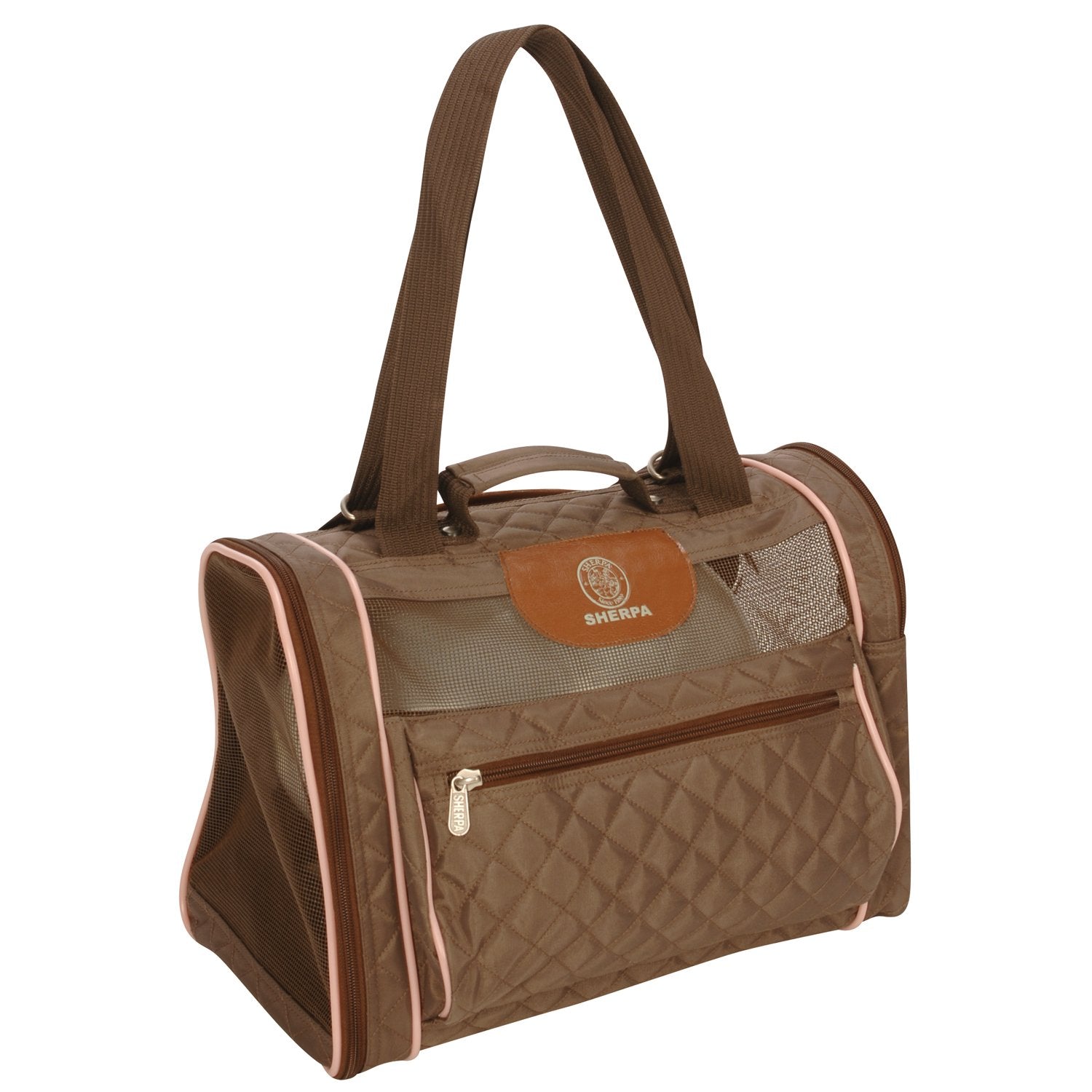 Sherpa Backpack Dog Cat Pet Carrier Medium, Brown And Pink 10238