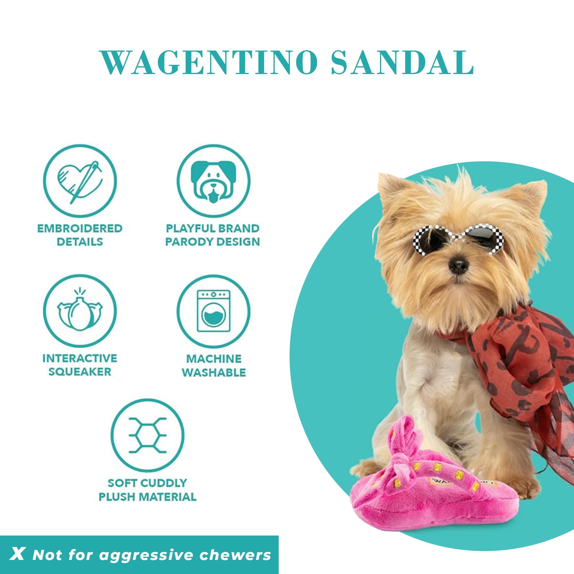 Haute Diggity Dog Wagentino Shoe, Plush Designer Dog Toys With Interactive Squeaker, Stimulating Pet Enrichment, Machine-Washabl