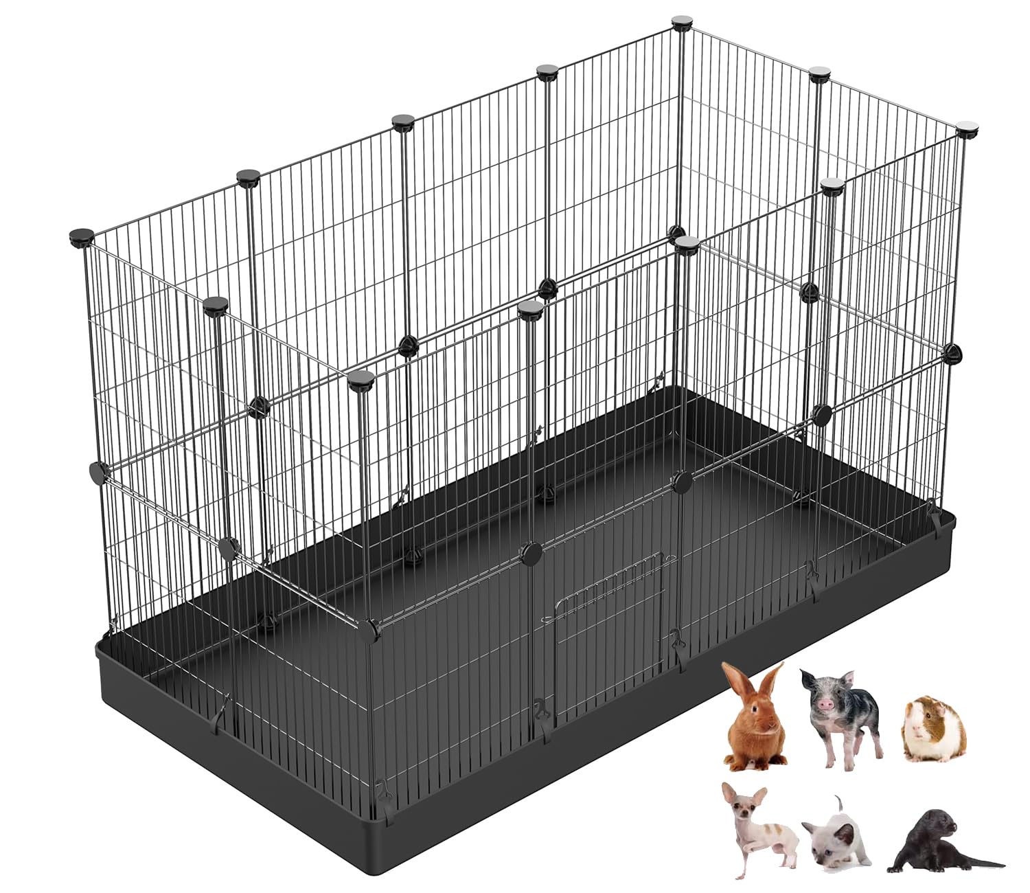 LANGXUN 24pcs DIY Small Animal Pet Playpen with Waterproof Mat, C&C Cage for Puppy Kitten, Rabbit Cage,Guinea PigsGuinea Pig Cag