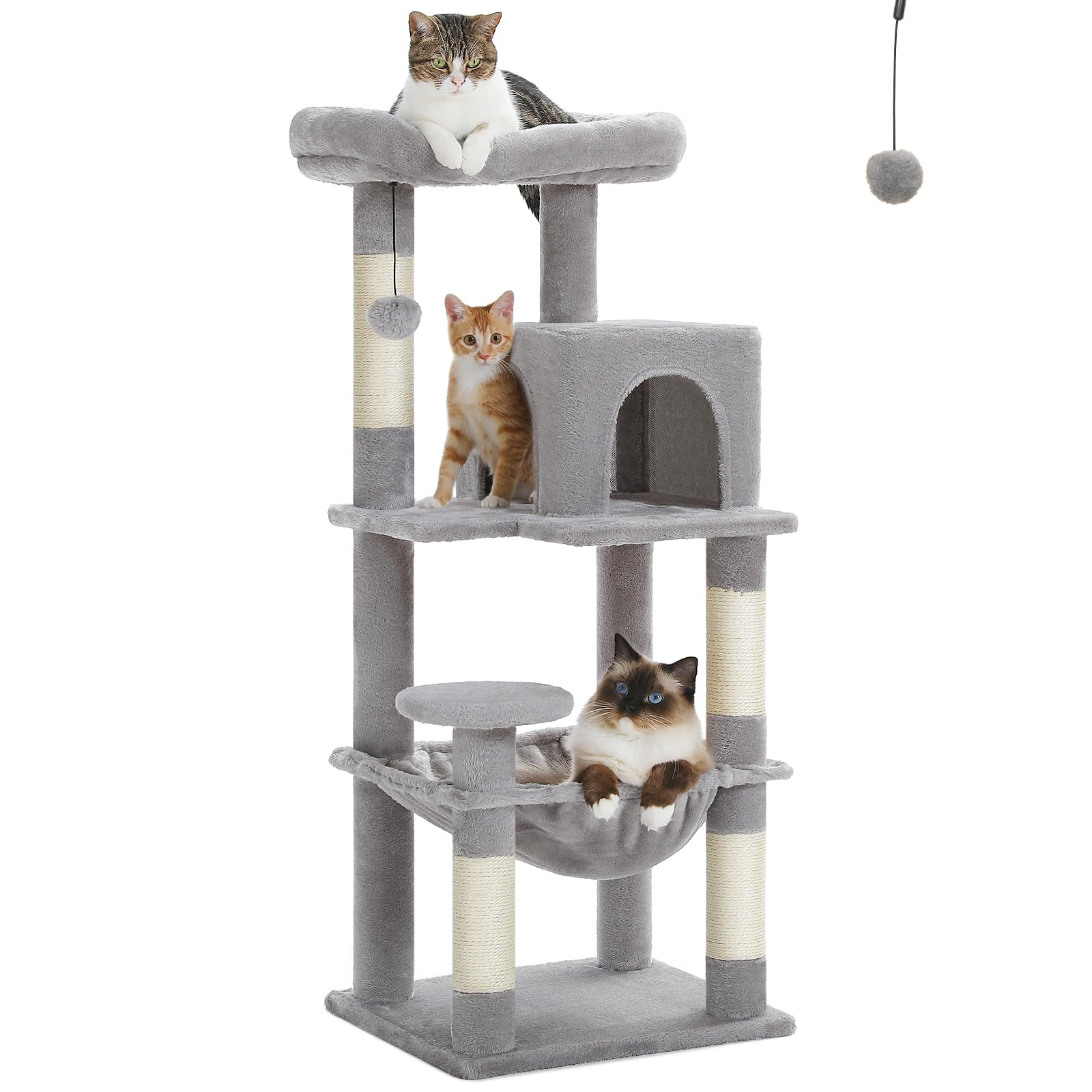 PETEPELA 45.7  Cat Tree for Indoor Cats, 5-Level Cat Tower for Large Cats with Metal Frame Large Hammock (17.3 x15.3 ), Cat Cond
