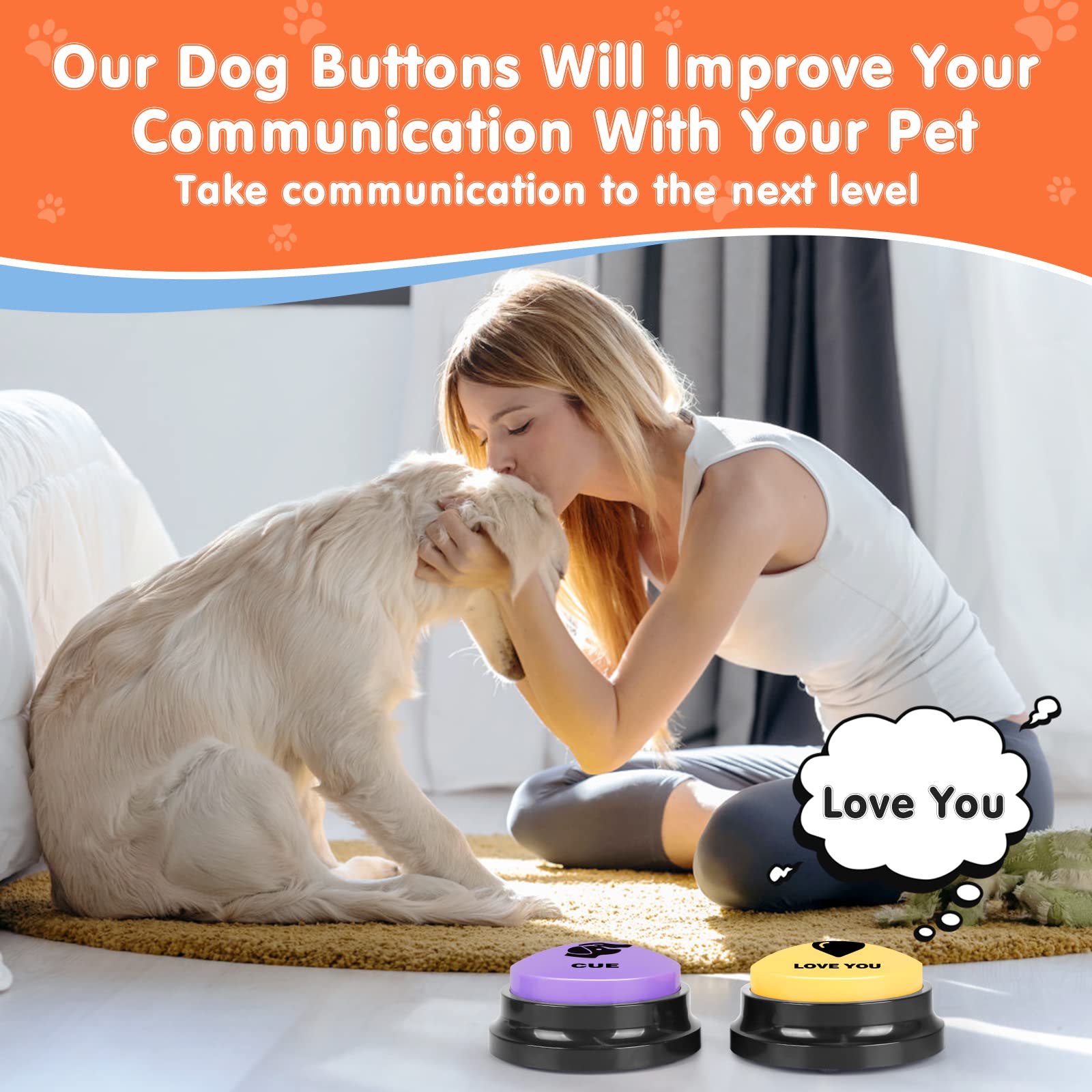 Dciaer Dog Buttons For Communication,Talking Buttons For Dogs,8 Recordable Sound Buttons + 24 Scene Patterns + 1 Dog Button Mat+