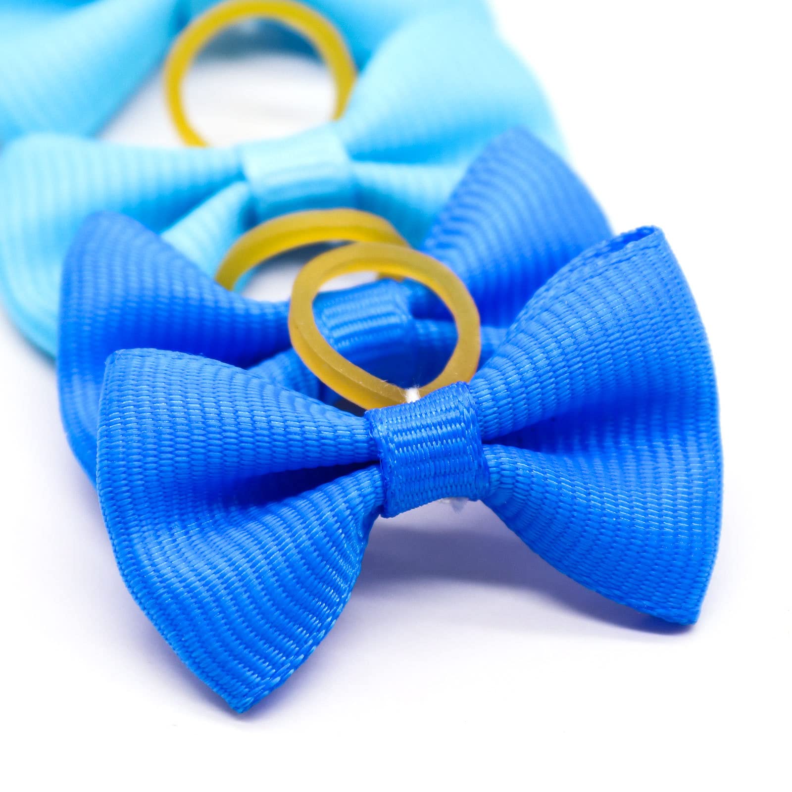 20Pcs/10 Pairs Solid Color Yorkie Dog Puppy Hair Bows With Rubber Bands Hair Accessories Bow Pet Grooming Cute Pet Small Hair Bo