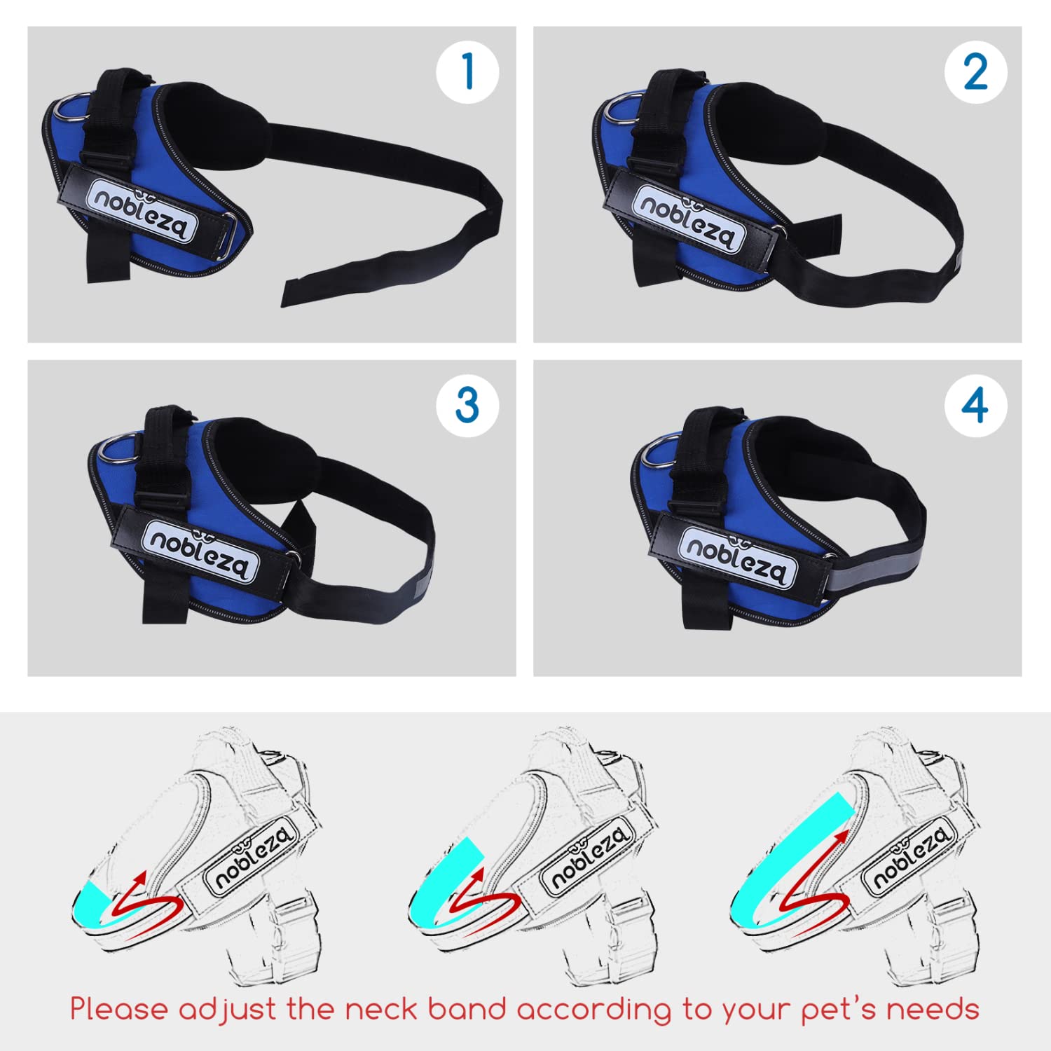Dog Vest Harness, Nobleza Reflective No Pull Dog Harness with Handle and Soft Padding, Adjustable Easy On Grip Harness for Dogs