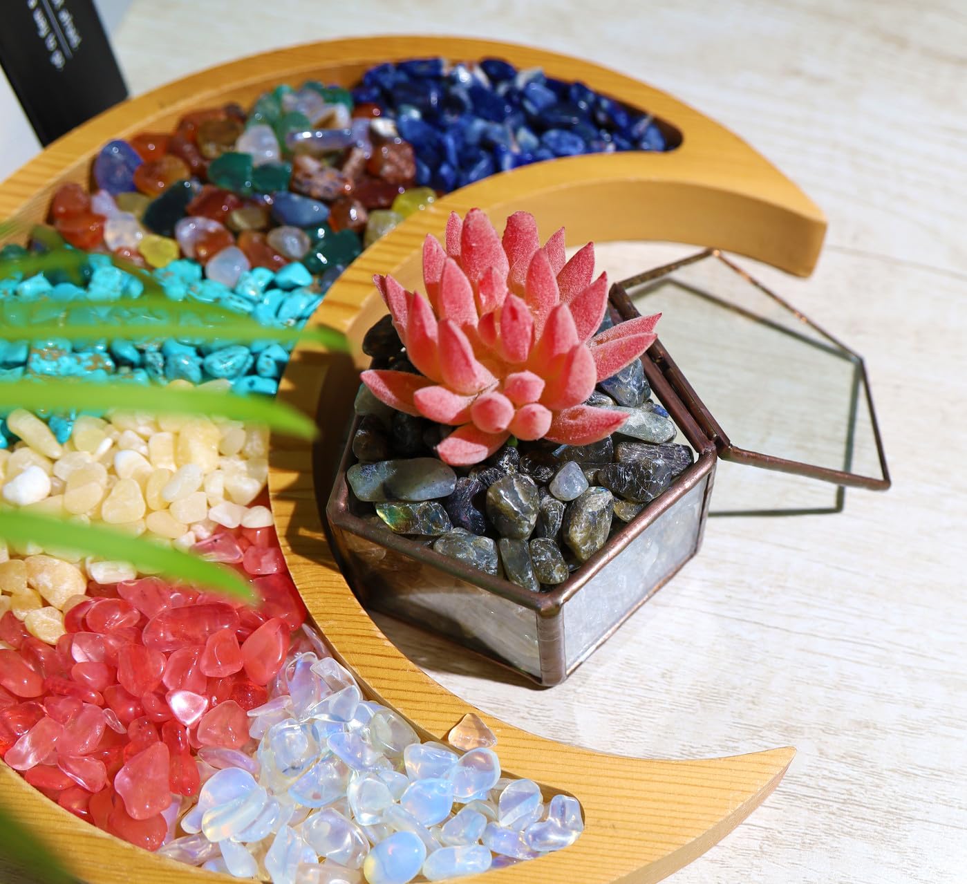 QINJIEJIE Labradorite Crystals Tumbled Chips Natural Stone Gravel Bulk Crushed Rocks Pieces Polished Quartz Stone 0.55Lbs Decora