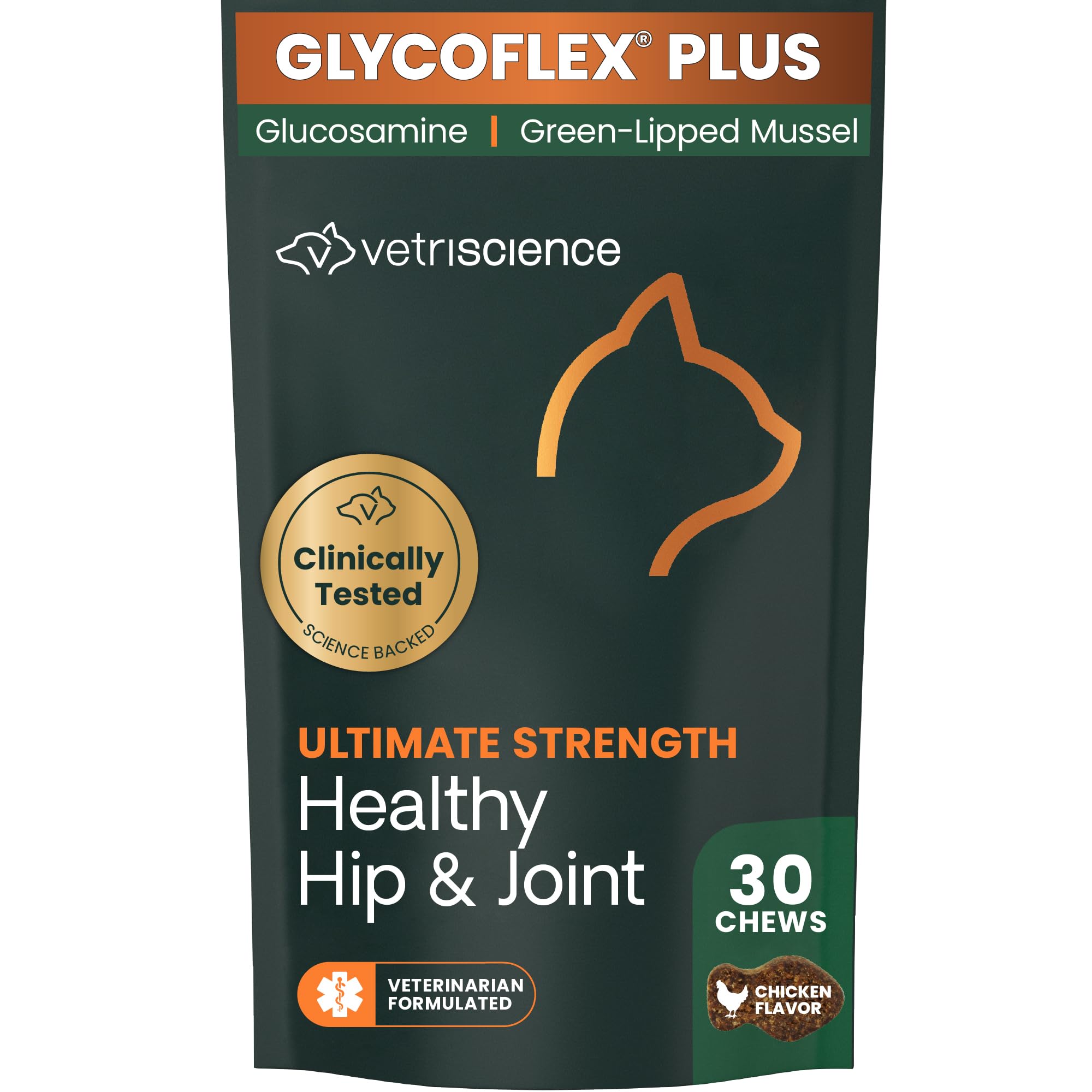 VetriScience Ultimate Strength Healthy Hip & Joint Chews, GlycoFlex Glucosamine, Chondroitin and Green-Lipped Mussel Joint Suppl