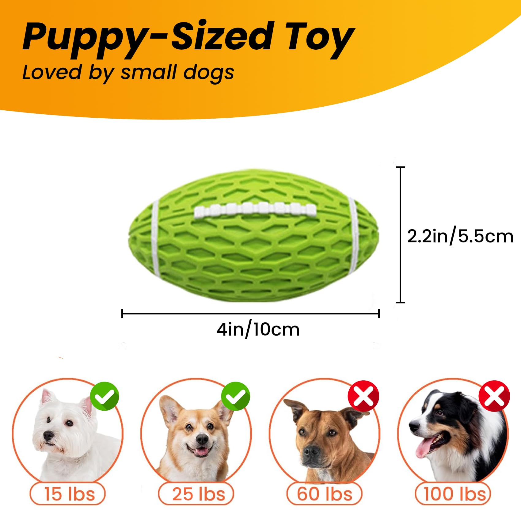 Petinstinct Small Squeaky Dog Toys, Rubber Puppy Football Toy For Aggressive Chewers, Durable And Interactive Dog Toys For Small