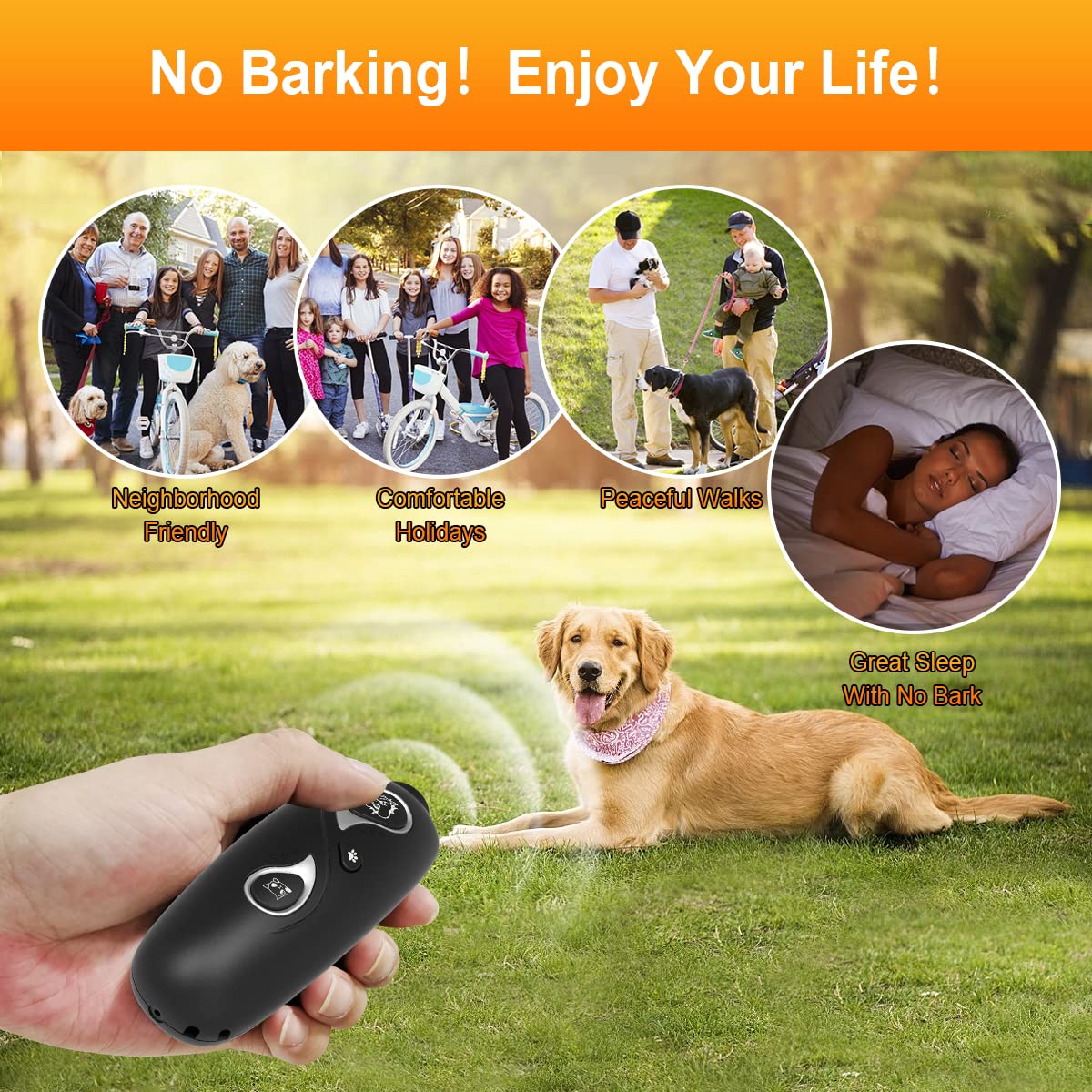 Hopet Ultrasonic Anti Barking Device, Dog Bark Deterrent For Barking Control & Dog Trainer, Usb Rechargeable Dual Variable Frequancy With Control Range Of 16.4 Ft(5M)