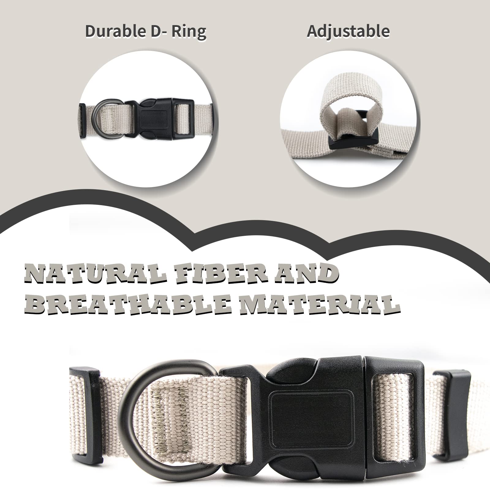 Pawhuggies Beige Dog Collar For Small Dogs, Breathable, Anti-Odor & Soft, Comfortable For Sensitive Skin Puppies, 90% Bamboo Ray
