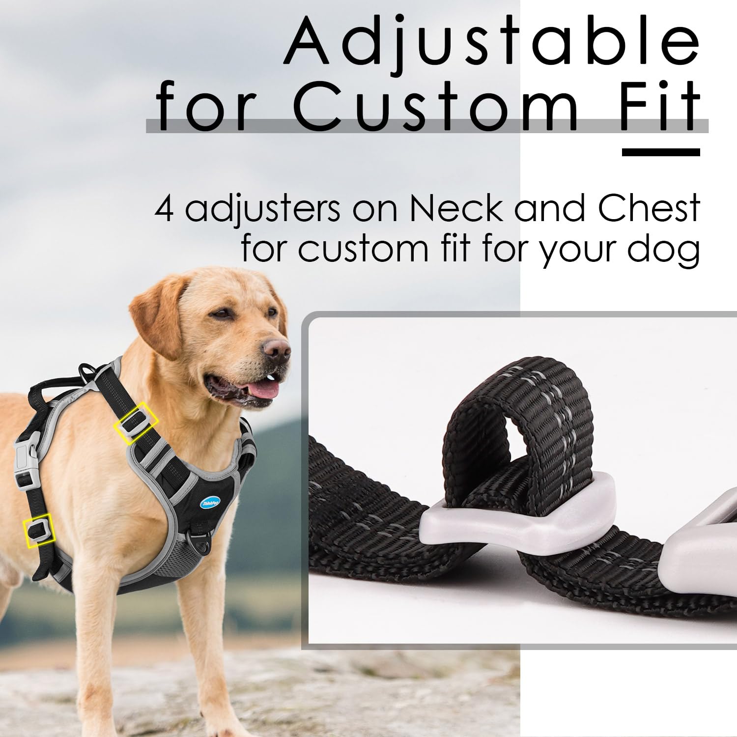 Thinkpet No Pull Harness Breathable Sport Harness With Handle-Dog Harnesses Reflective Adjustable For Medium Large Dogs,Back/Front Clip For Easy Control S Black