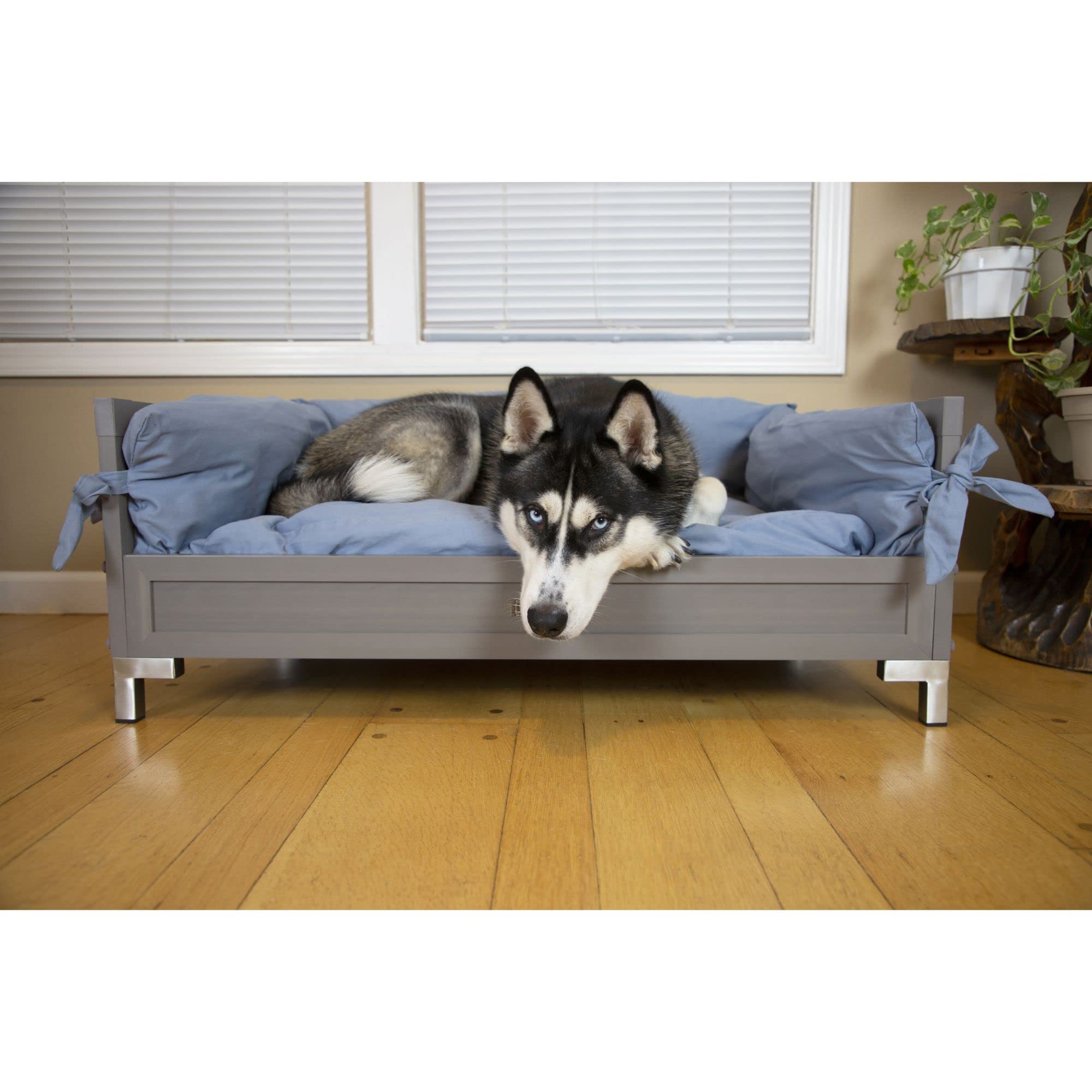 New Age Pet Ecoflex Manhattan Elevated Dog Bed With Memory Foam Cushion, Durable Wood-Plastic Composite Frame, Removable Washabl