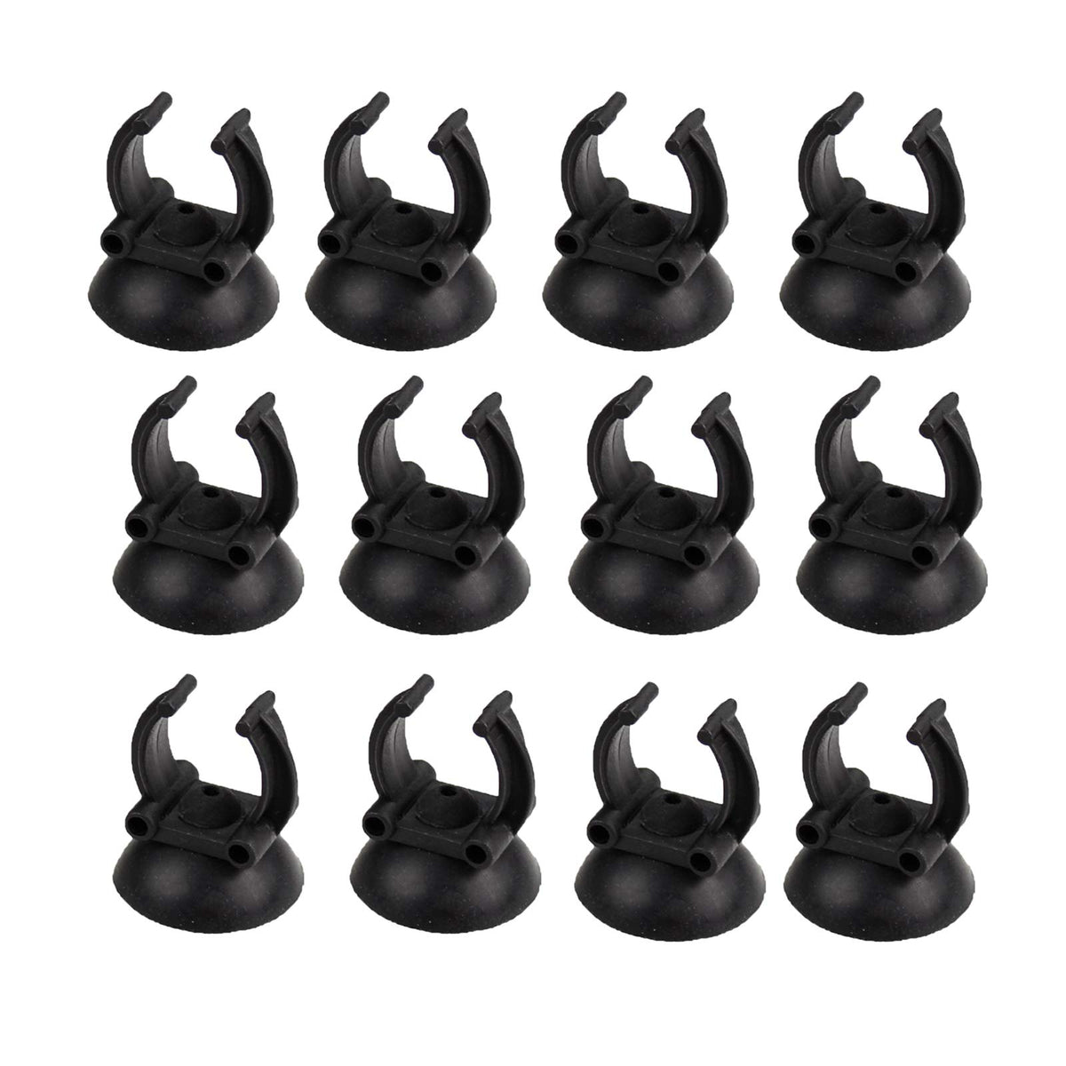 Aquaneat 12 Pack Aquarium Suction Cup Clip Black, For Aquarium Heater, Tubing Hose, Plant, Decoration, Fish Tank (Middle 1')