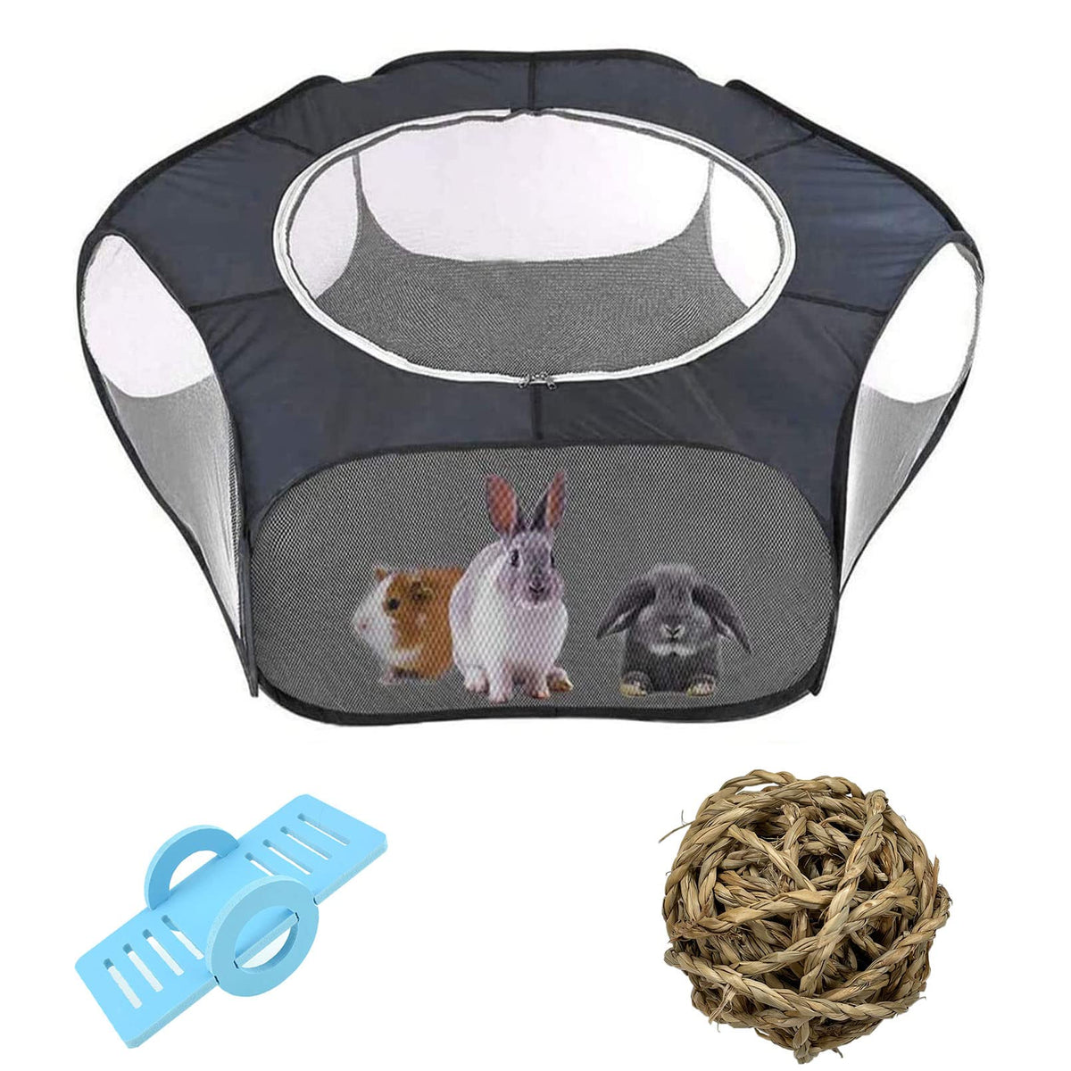Hamster Playpen With Cover, Large - Foldable Exercise Playpen, Breathable And Transparent Pet Cage Fence Indoor/Outdoor For Guin