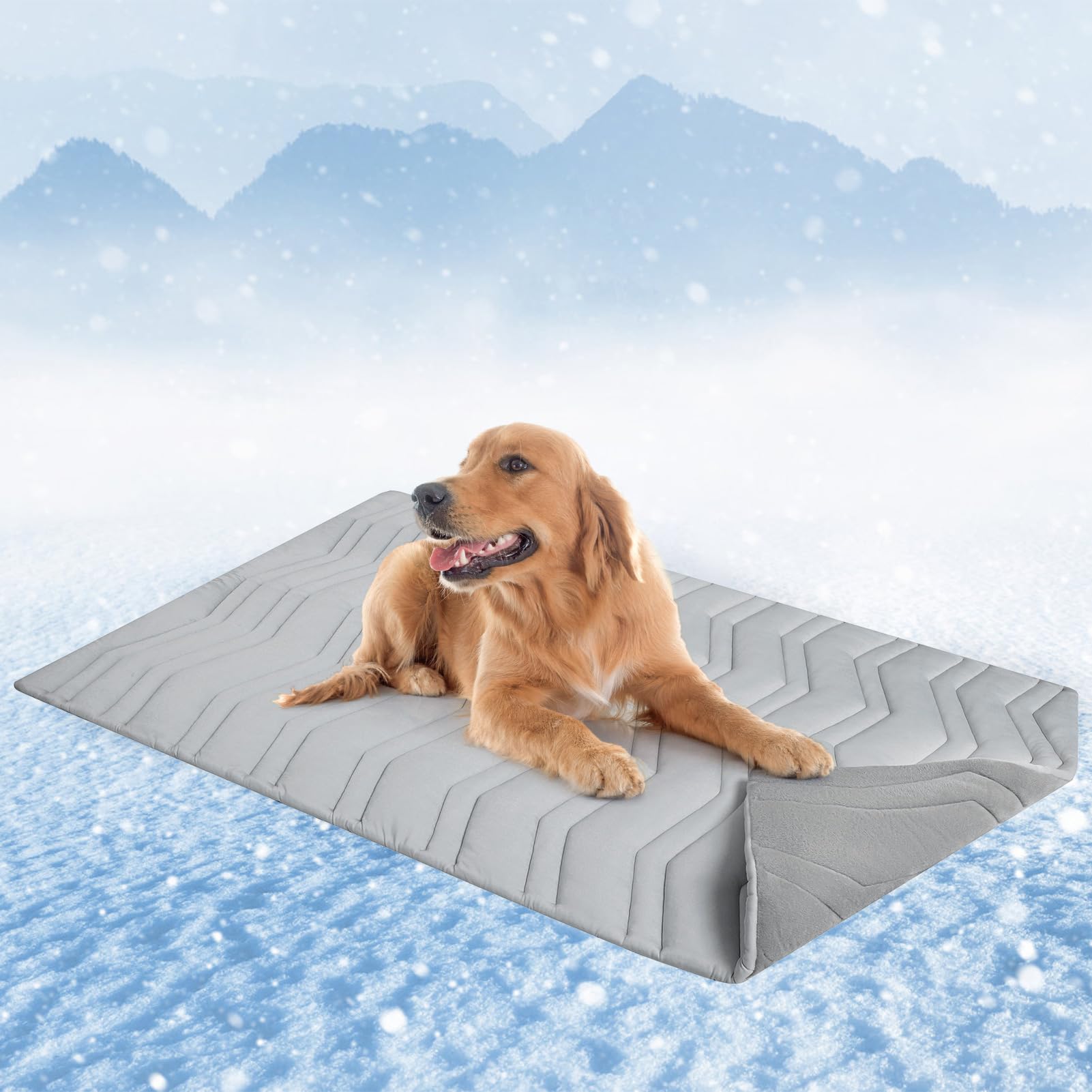 Scenereal Dog Cooling Mat Extra Large, 59X40 Reversible Self-Cooling Pad (Cool & Warm), Thicken Pet Ice Cool Bed Mat Use In 