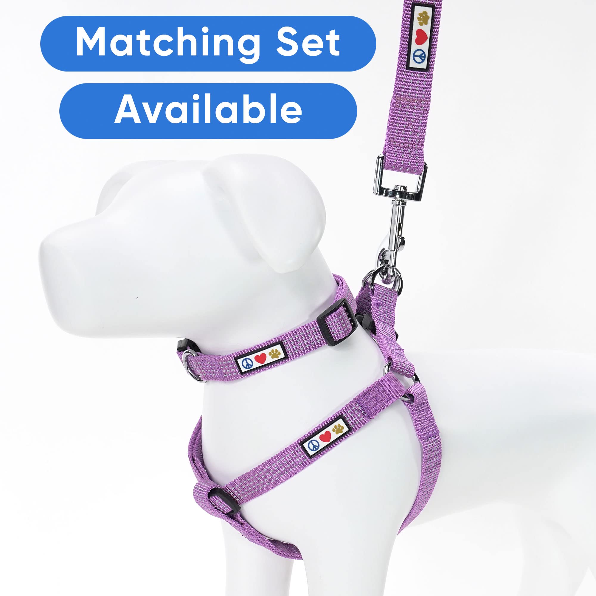 Pawtitas Pet / Puppy 6 - feet Reflective Dog Leash Extra Small / Small 5/8 inch Purple Orchid Matching Collar and Harness sold s