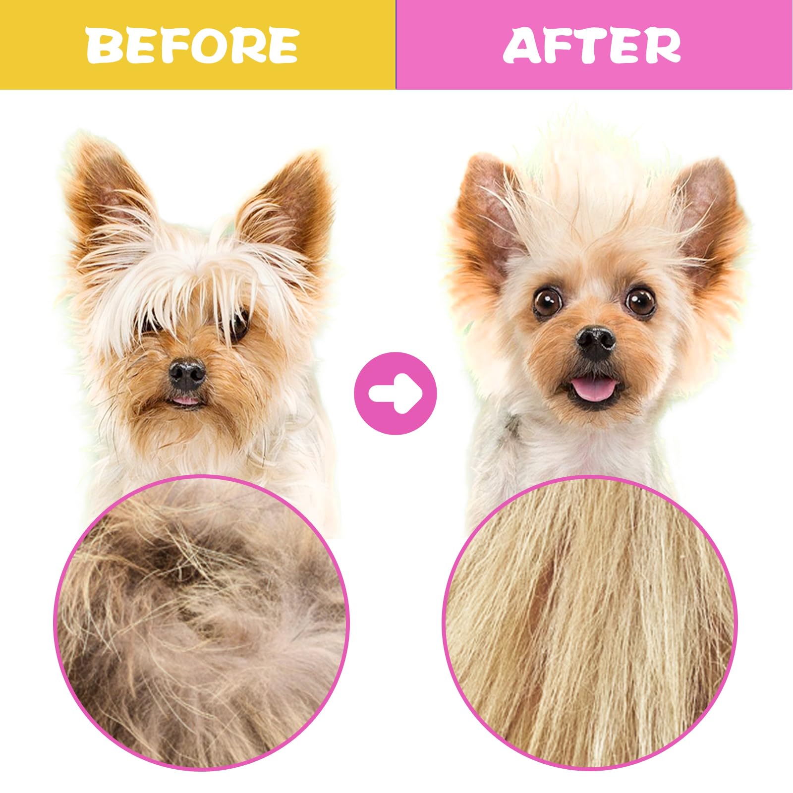 Flea Comb Set For Cats & Dogs - 6 Pack Pet Grooming For Small, Medium & Large Pets (Pink)