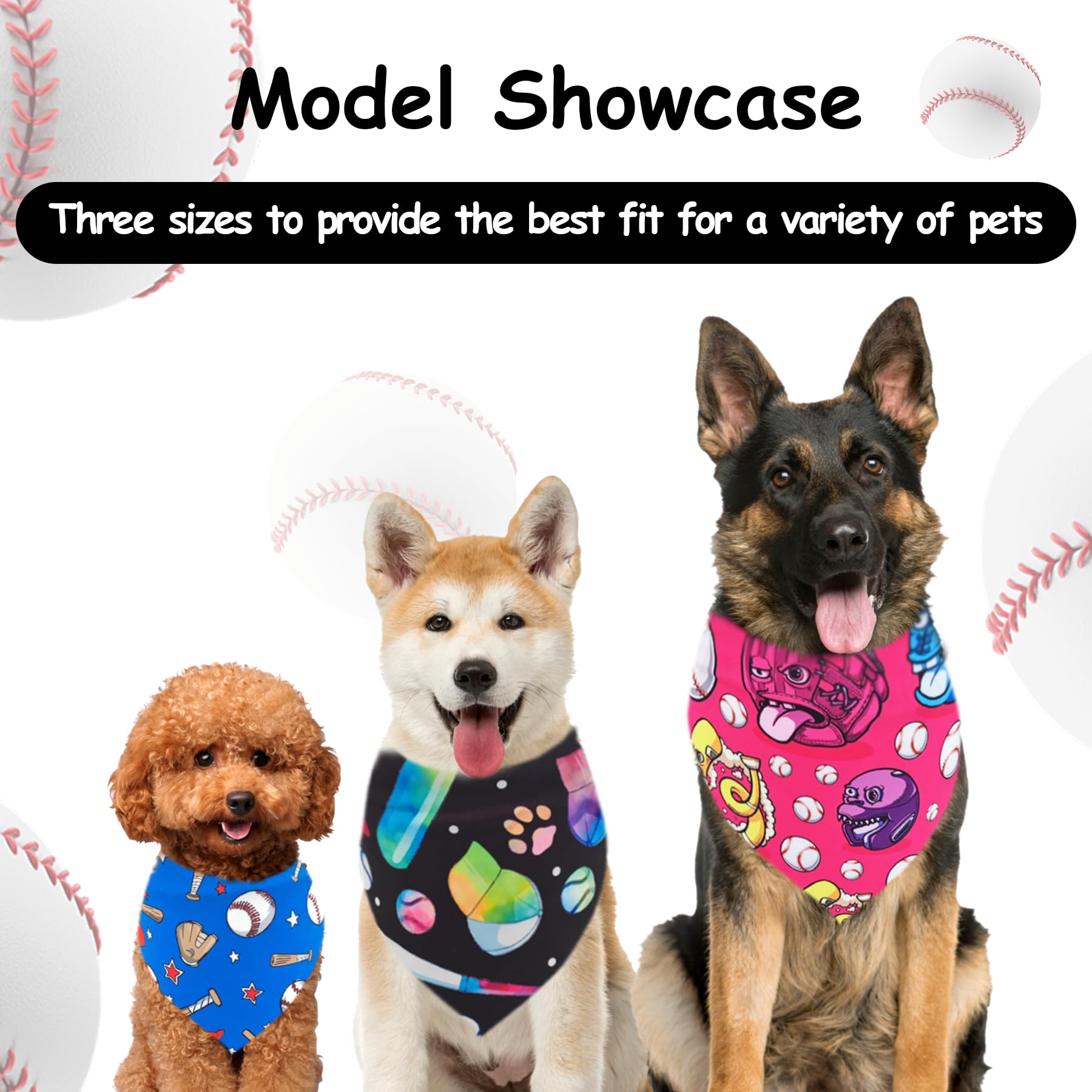 Pai Sence 7 Pcs Small Dog Bandanas Baseball 25 Inch Polyester Dog Bandana For Medium Cats Large Scarves Game Day Grooming M